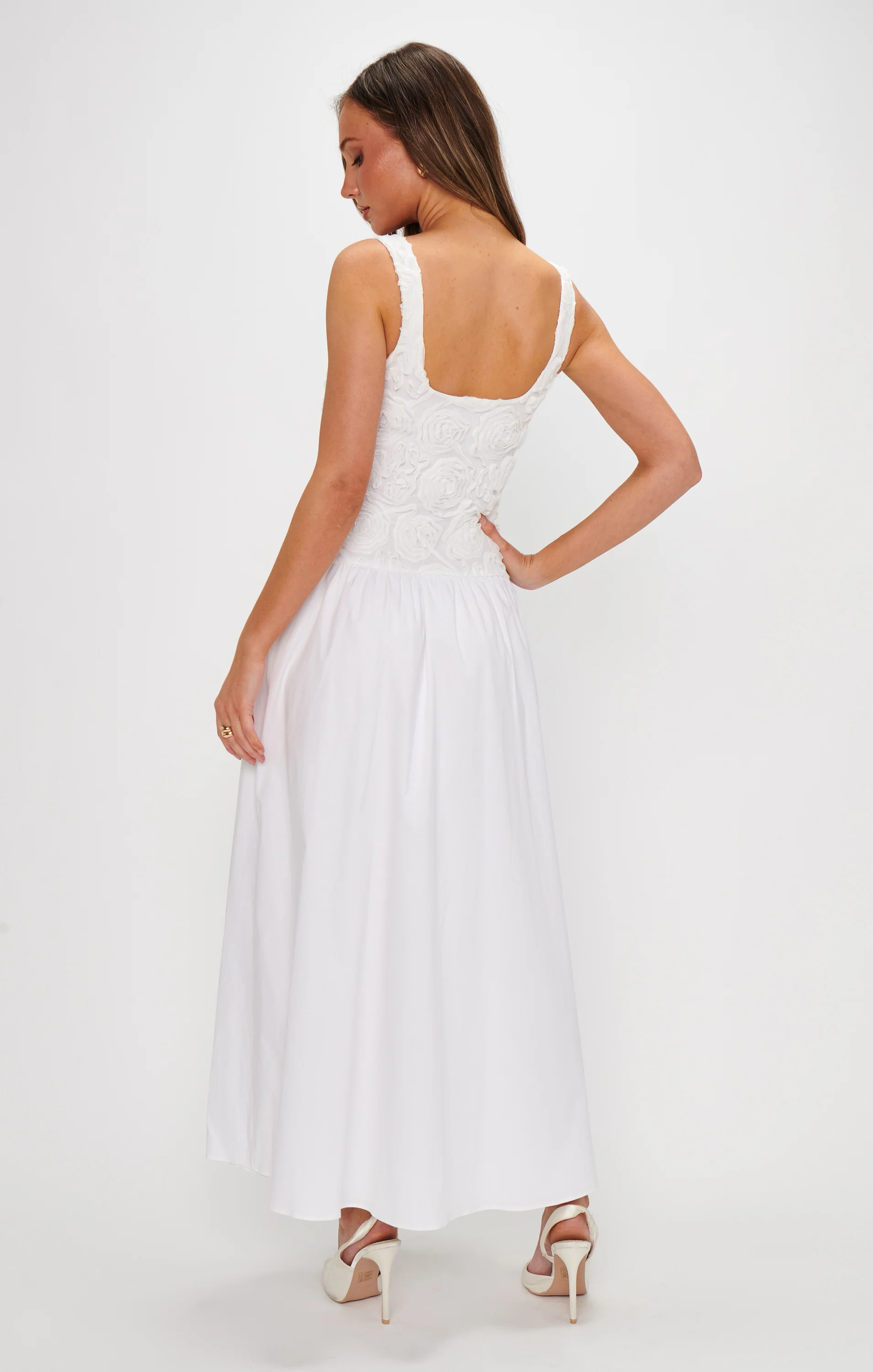 Bradshaw Maxi Dress ~ Rosette Mesh White - Image 5