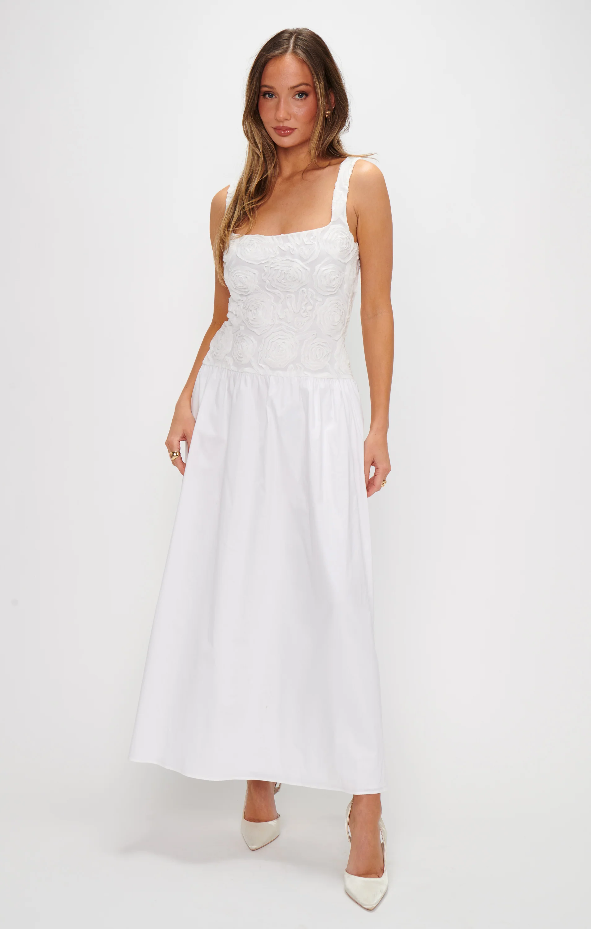 Bradshaw Maxi Dress ~ Rosette Mesh White - Image 6