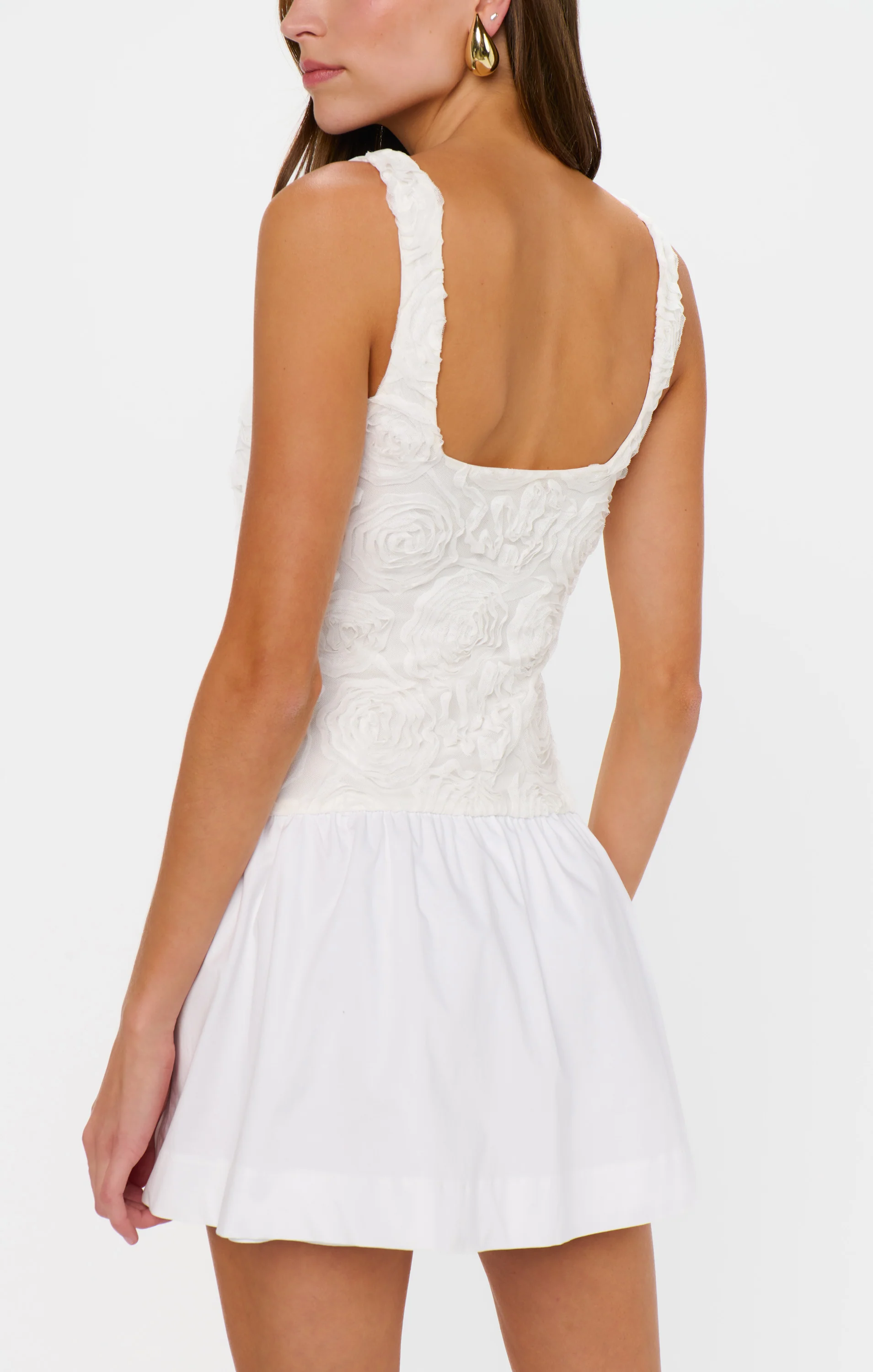 Bradshaw Mini Dress ~ Rosette Mesh White - Image 4