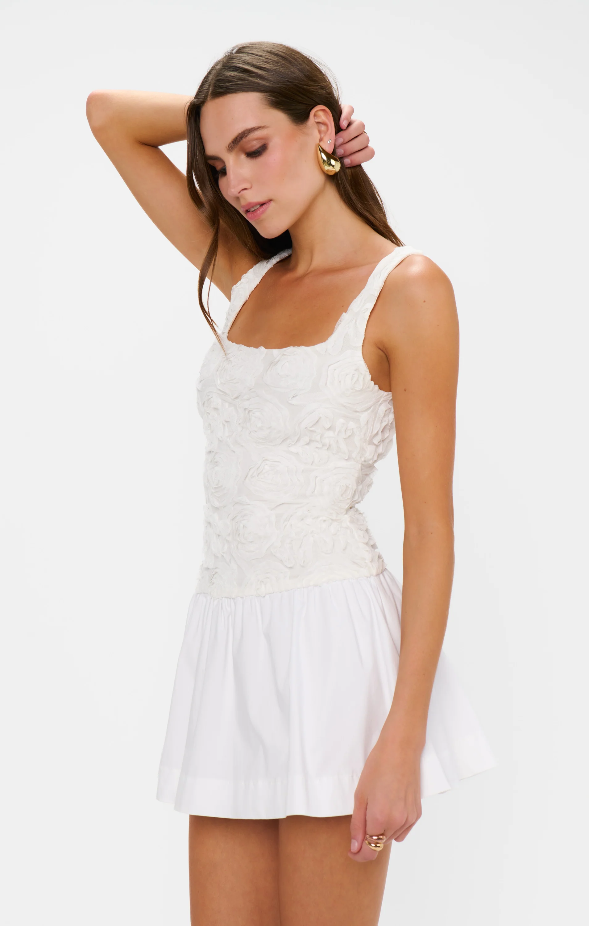 Bradshaw Mini Dress ~ Rosette Mesh White - Image 5