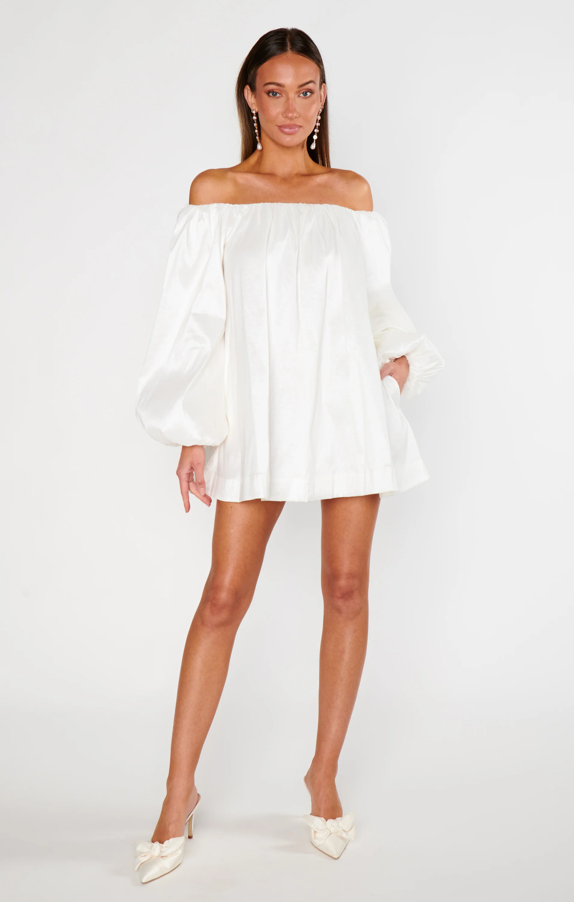 Brenna Mini Dress ~ White Taffeta - Image 2