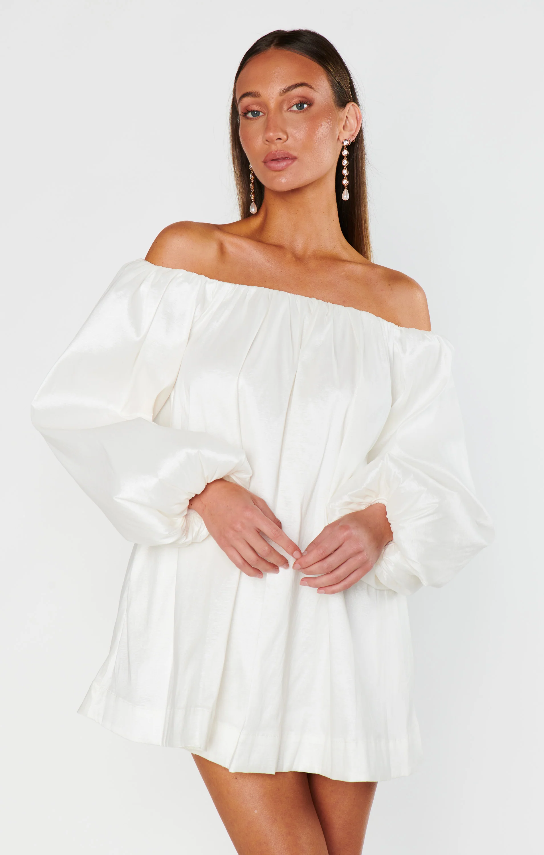 Brenna Mini Dress ~ White Taffeta - Image 4