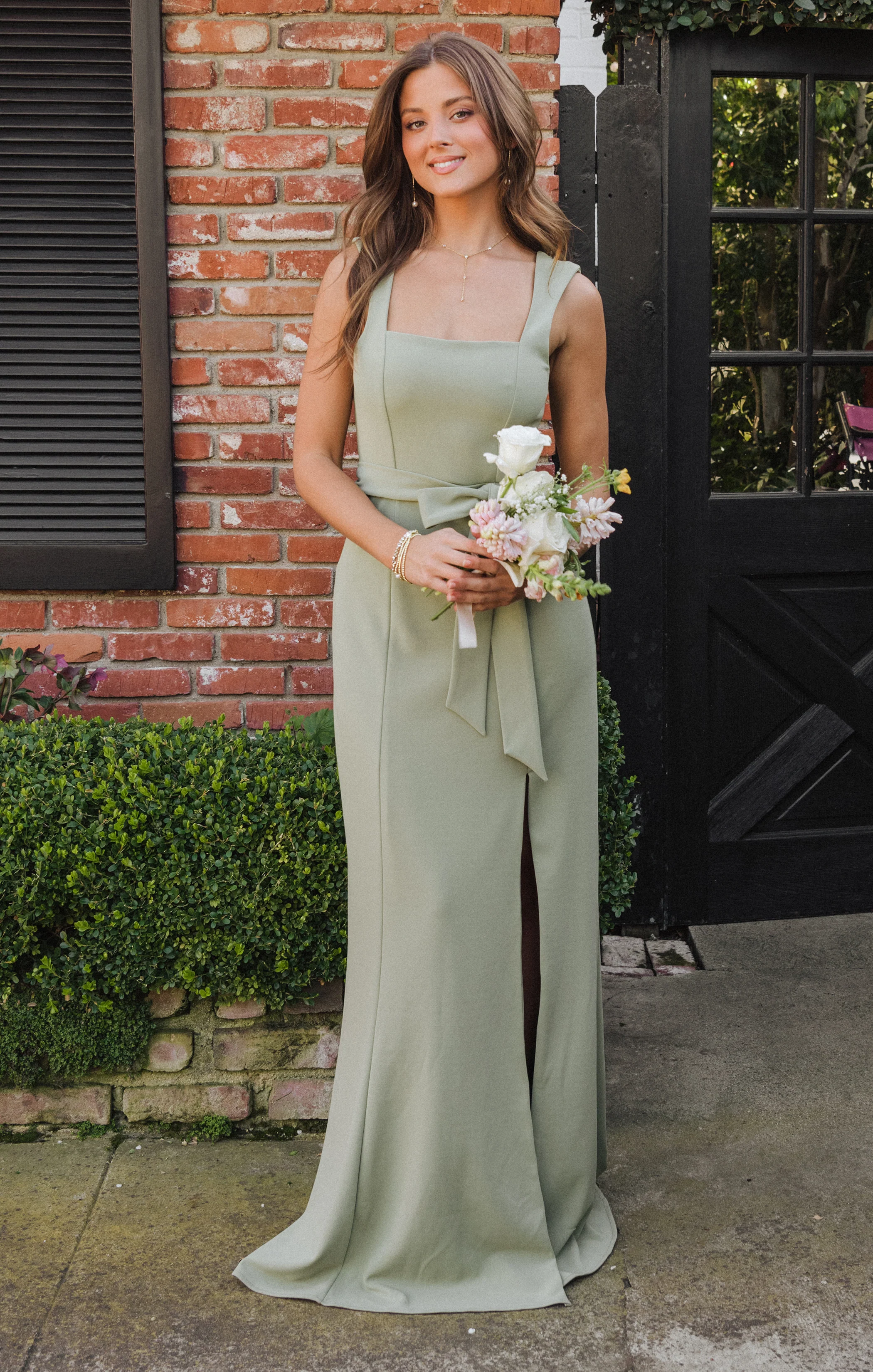 Bridesmaid Fabric Swatch ~ Moss Green Stretch - Image 2