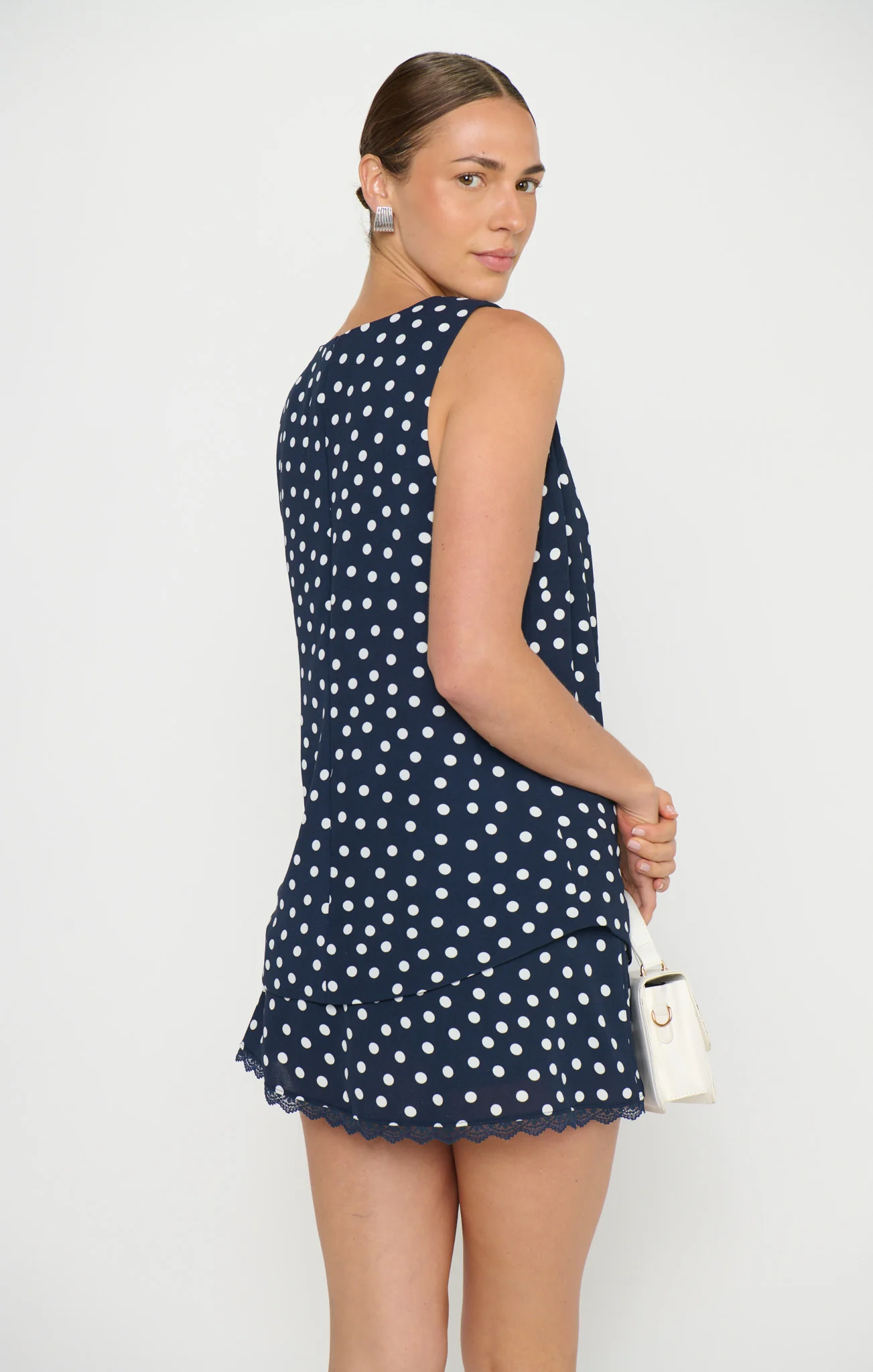 Bridgette Mini Skort ~ Navy Polka Dot - Image 4