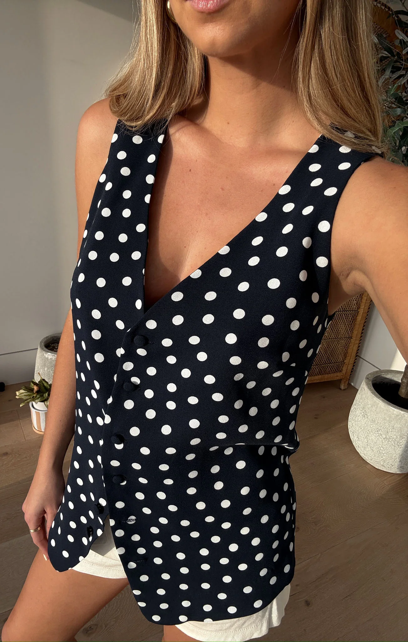 Bridgette Vest ~ Navy Polka Dot