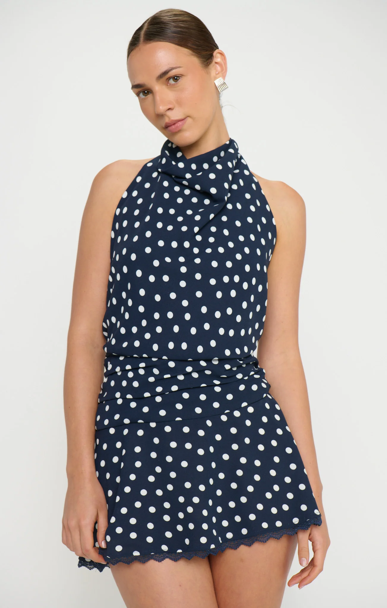 Brynn Mini Dress ~ Navy Polka Dot - Image 4