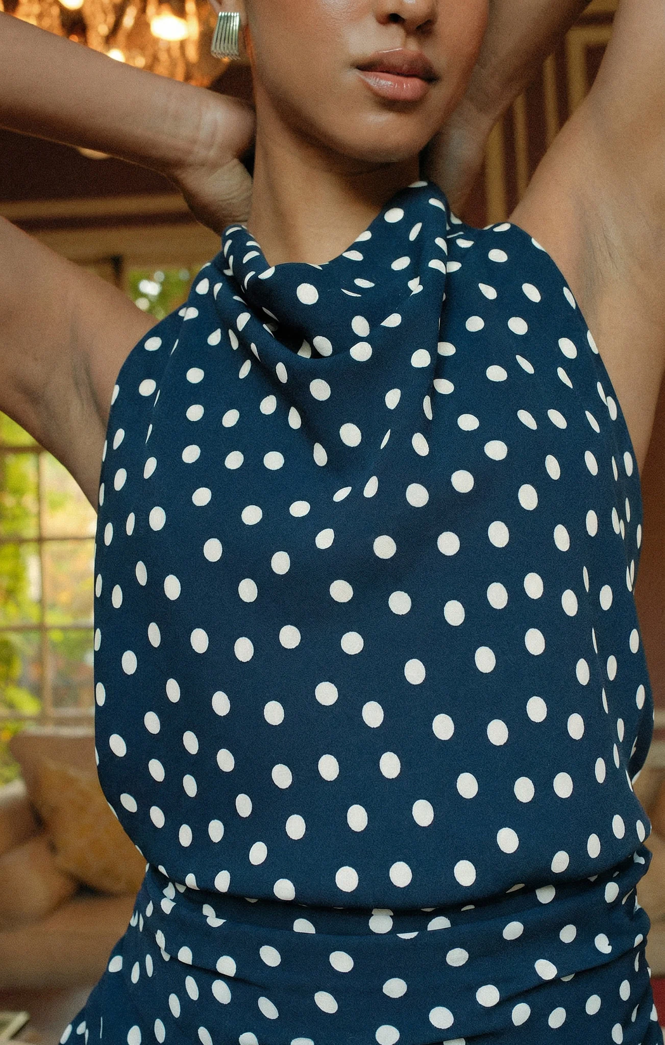 Brynn Mini Dress ~ Navy Polka Dot - Image 5