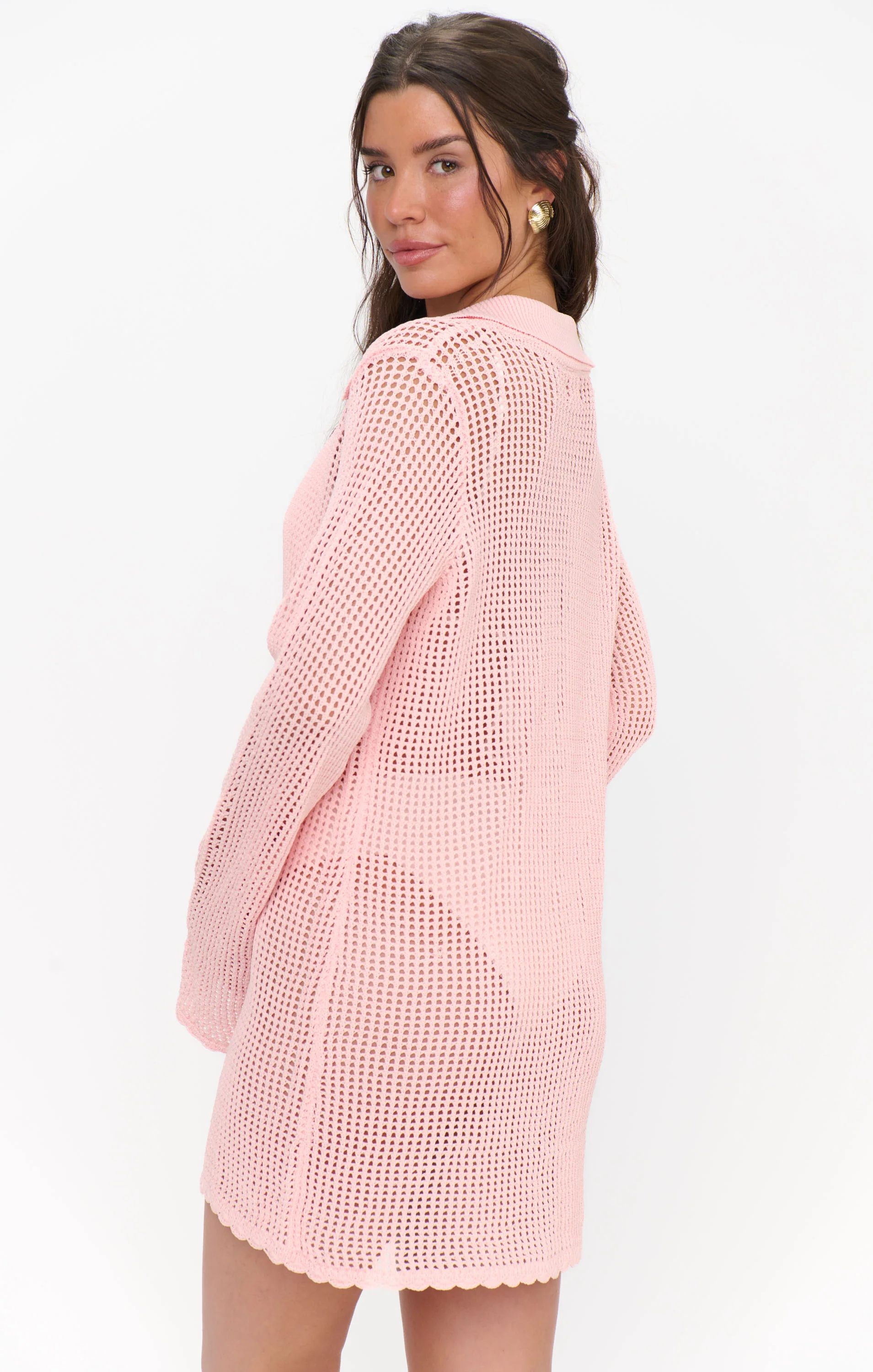 Button Up Coverup ~ Peachy Pink Crochet - Image 4
