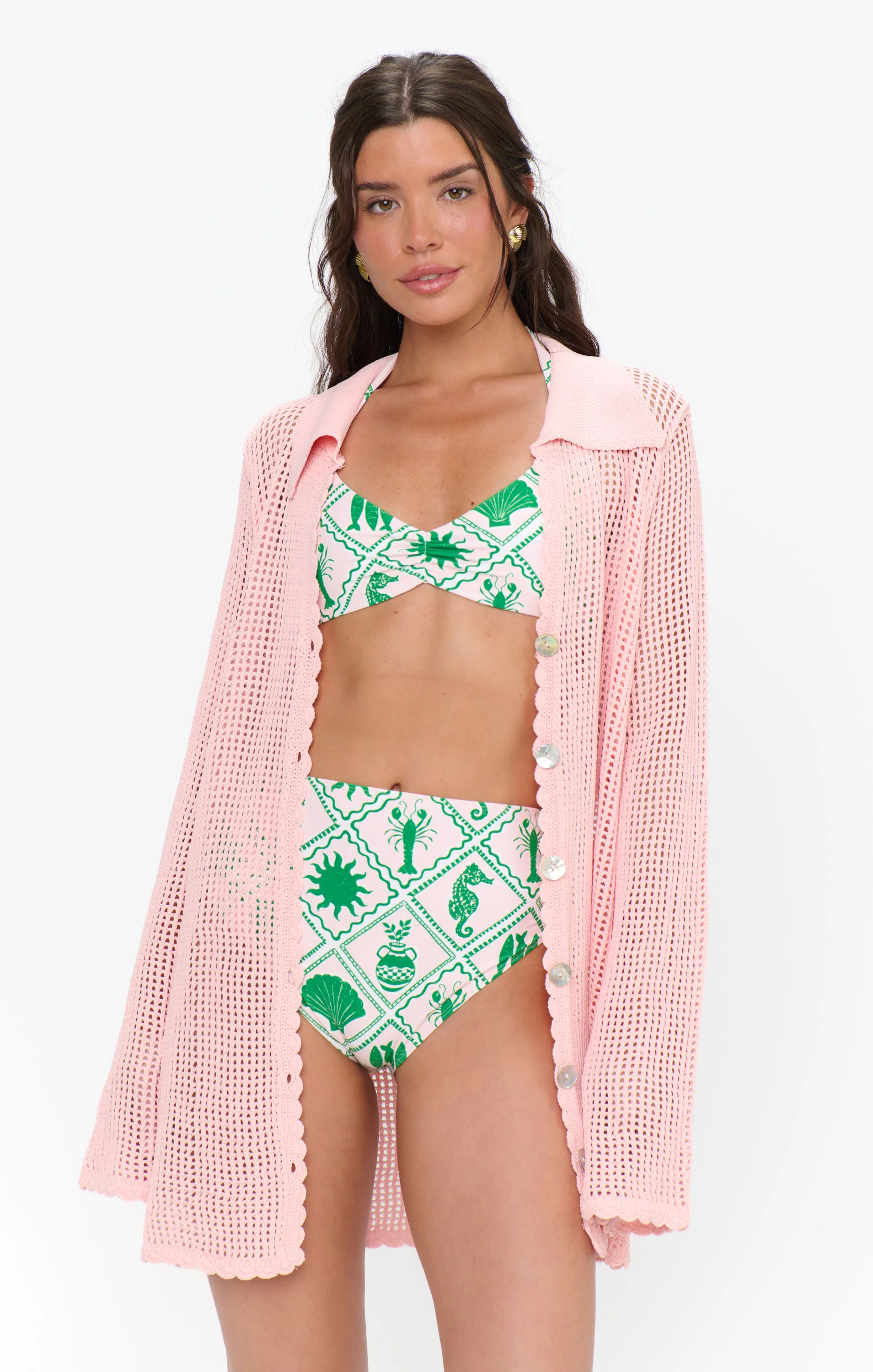 Button Up Coverup ~ Peachy Pink Crochet - Image 6