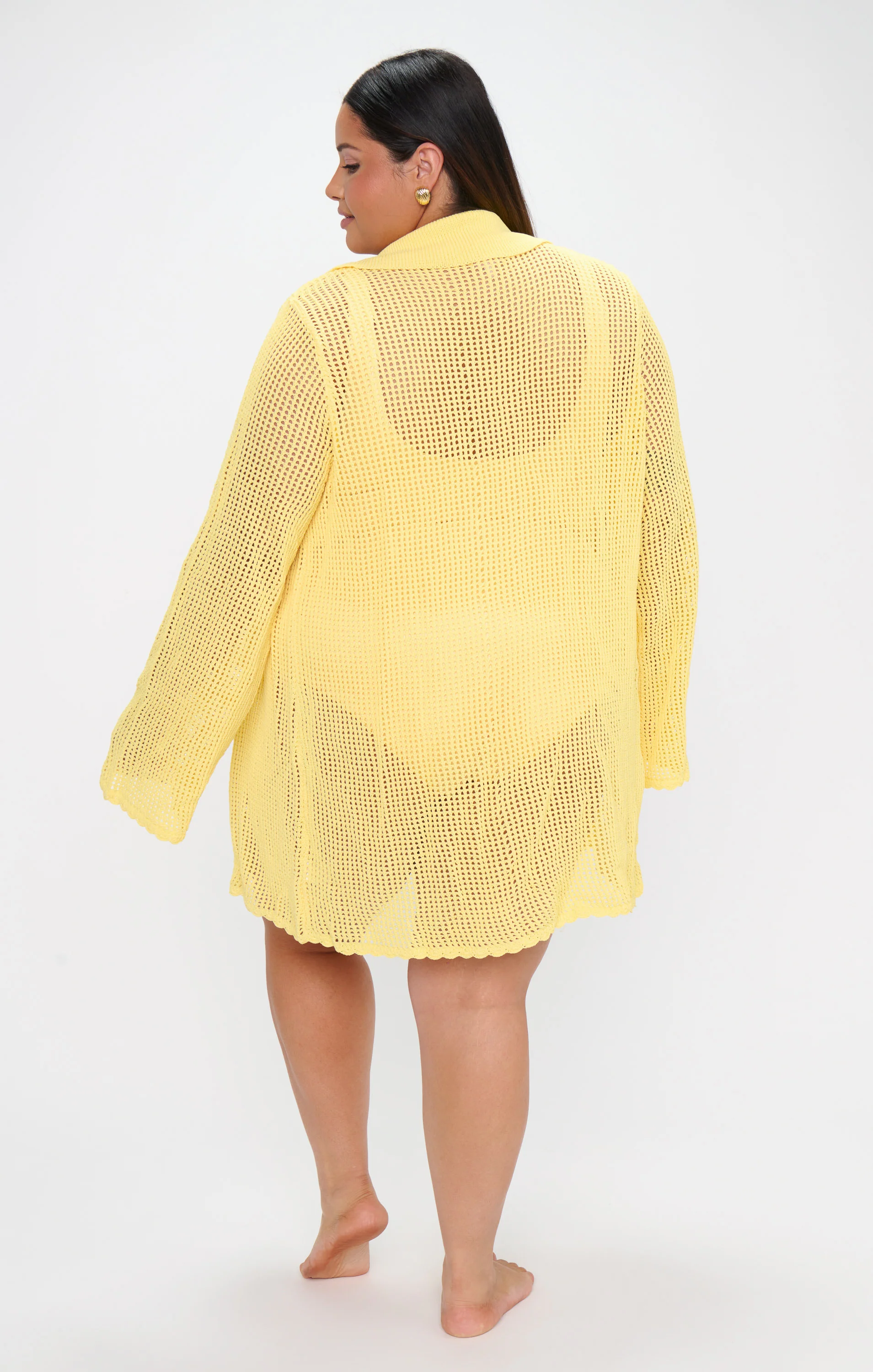 Button Up Coverup ~ Yellow Crochet - Image 7