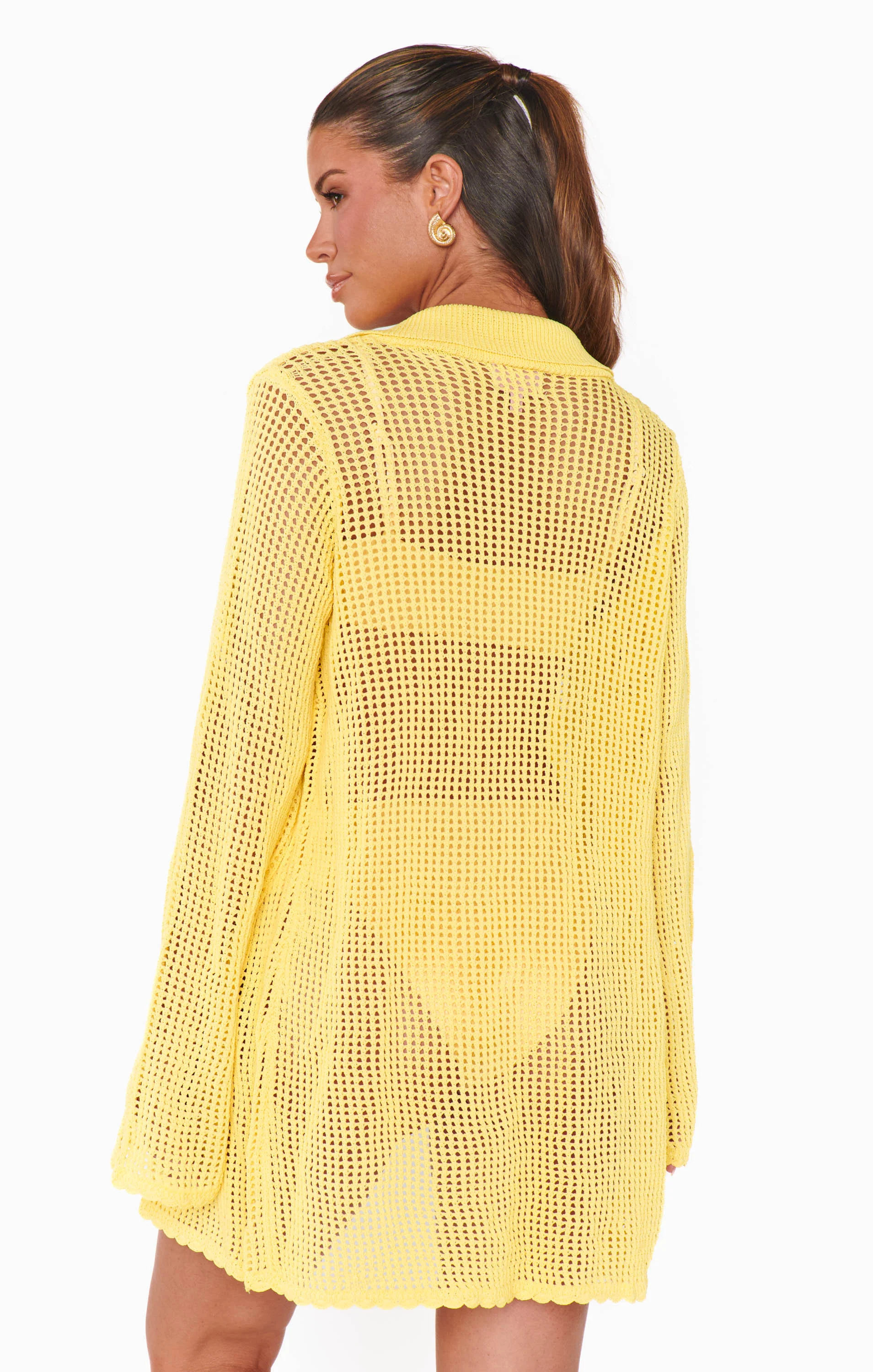 Button Up Coverup ~ Yellow Crochet - Image 8