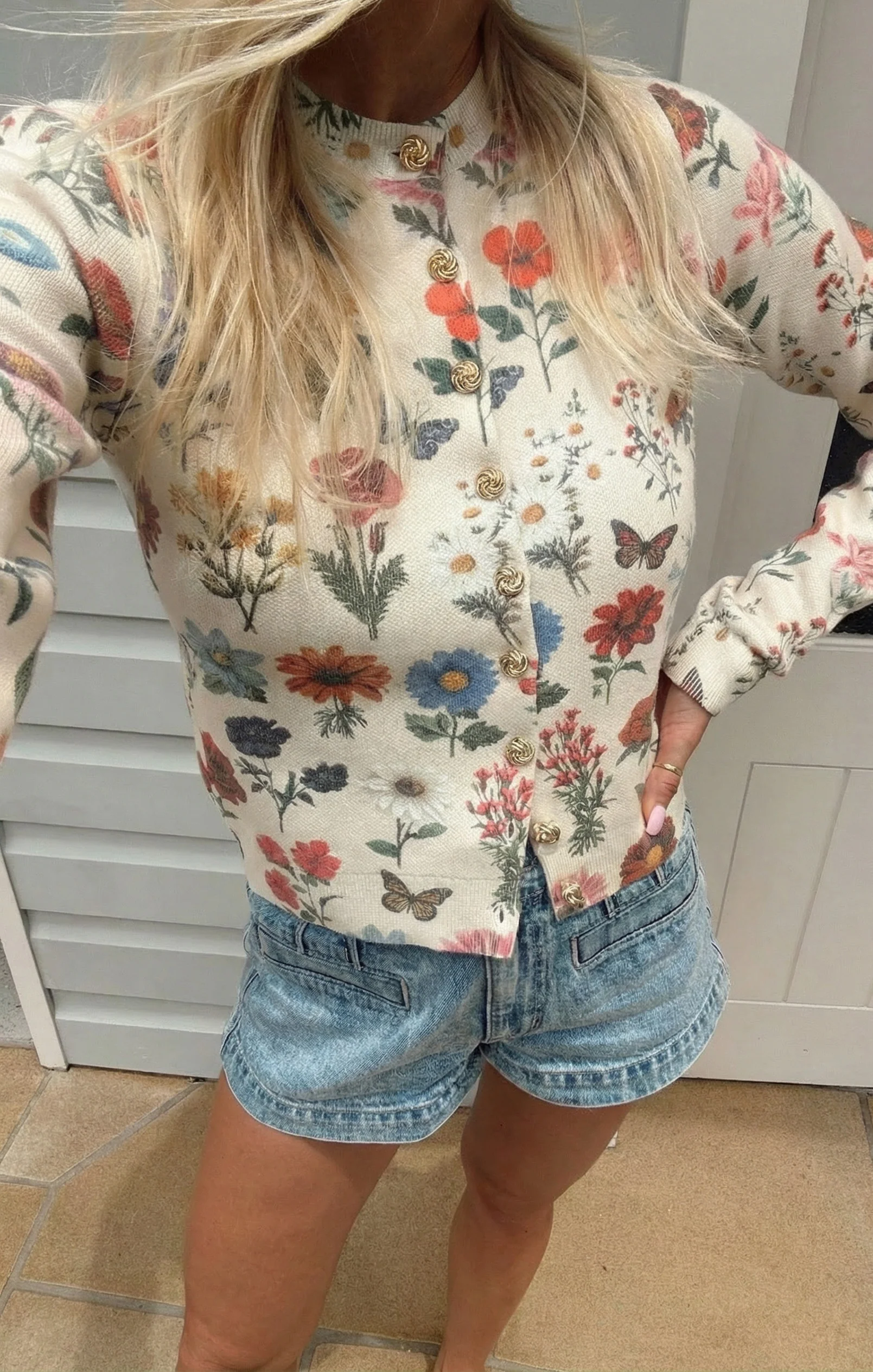 Cafe Cardigan ~ French Floral Knit - Image 3
