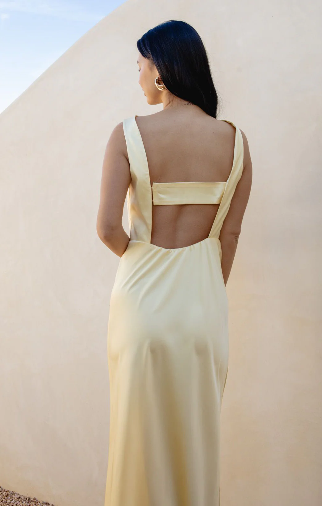 Candice Dress ~ Pale Yellow Luxe Satin - Image 3