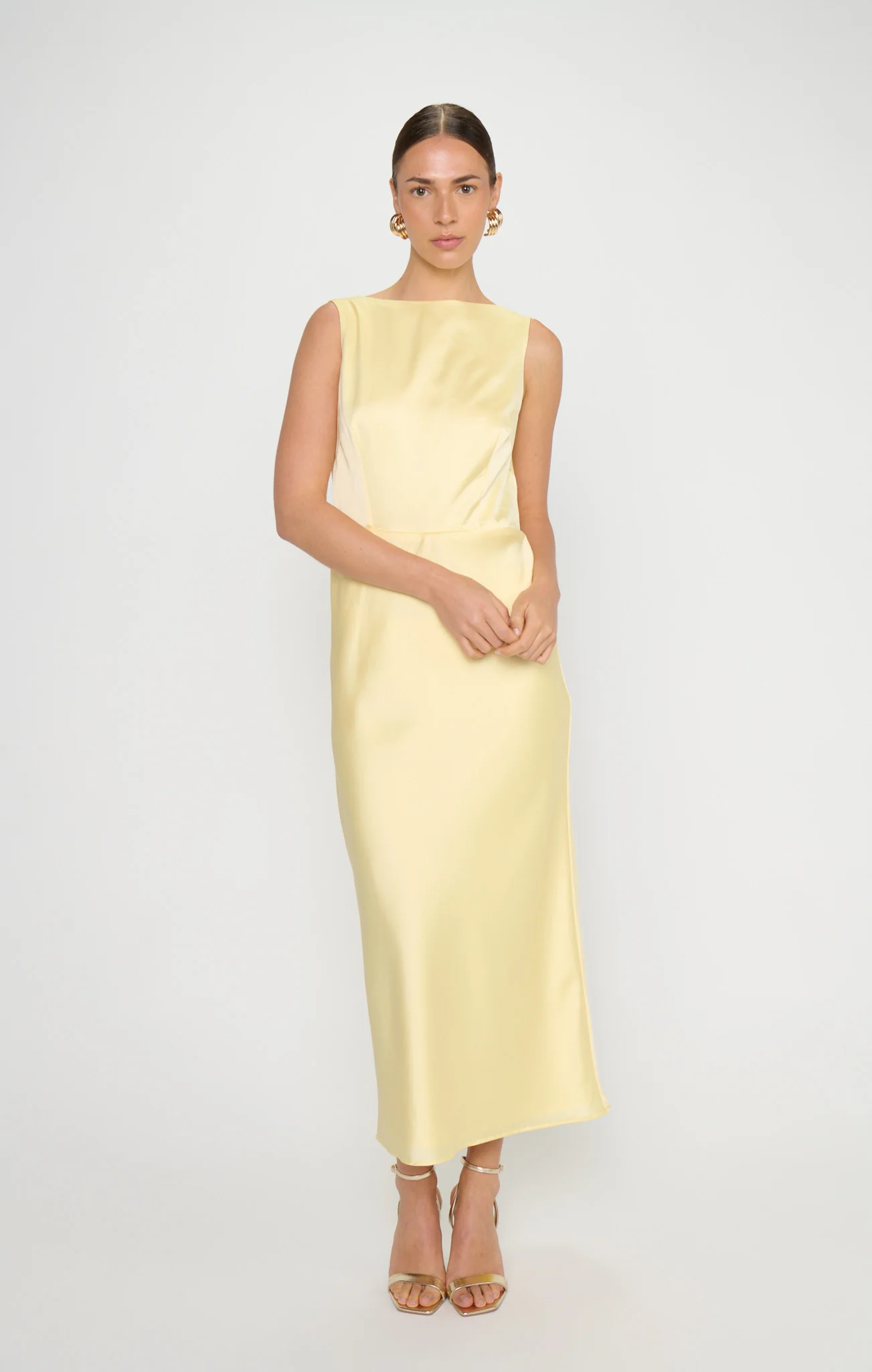 Candice Dress ~ Pale Yellow Luxe Satin - Image 6