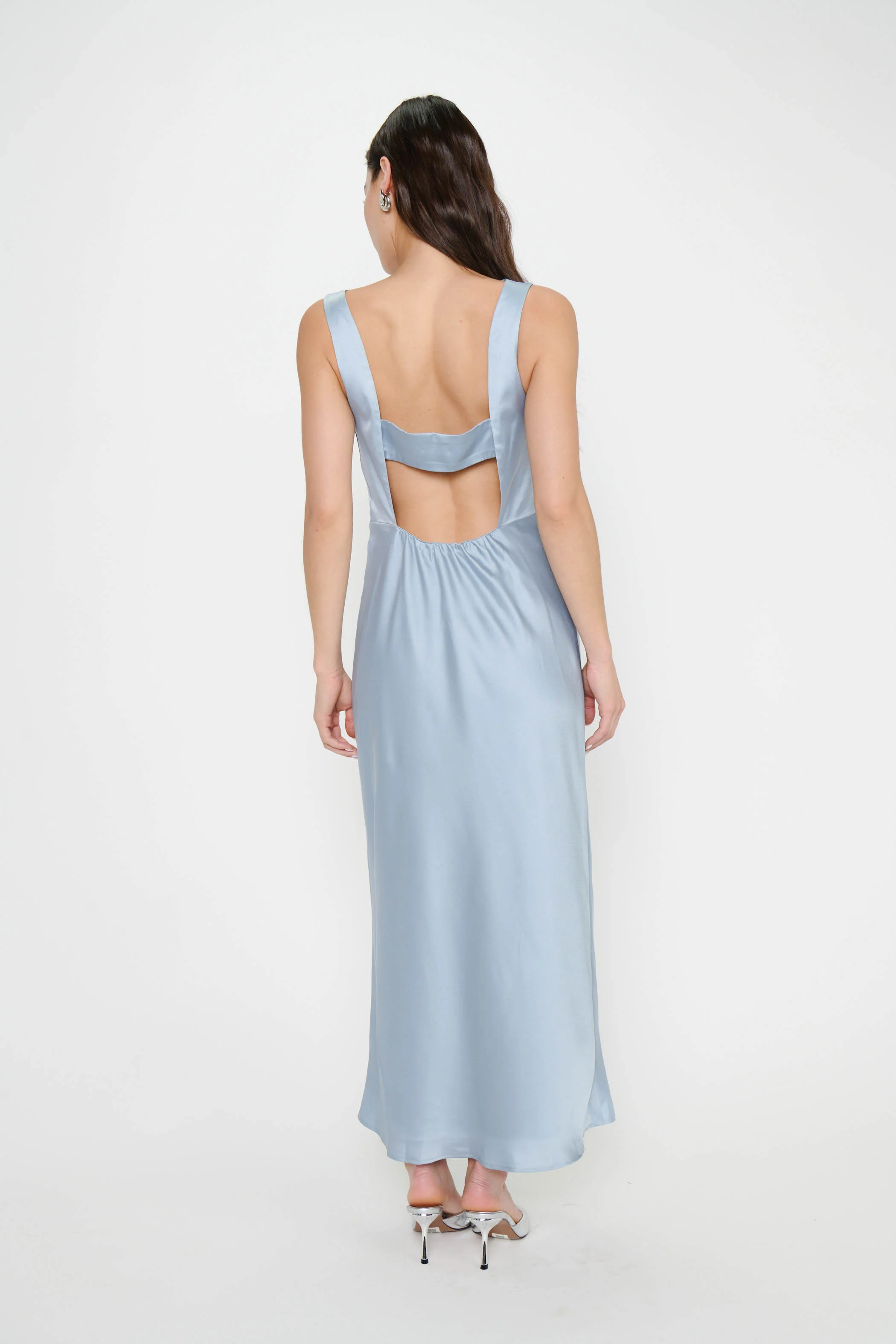 Candice Dress ~ Steel Blue Luxe Satin - Image 3