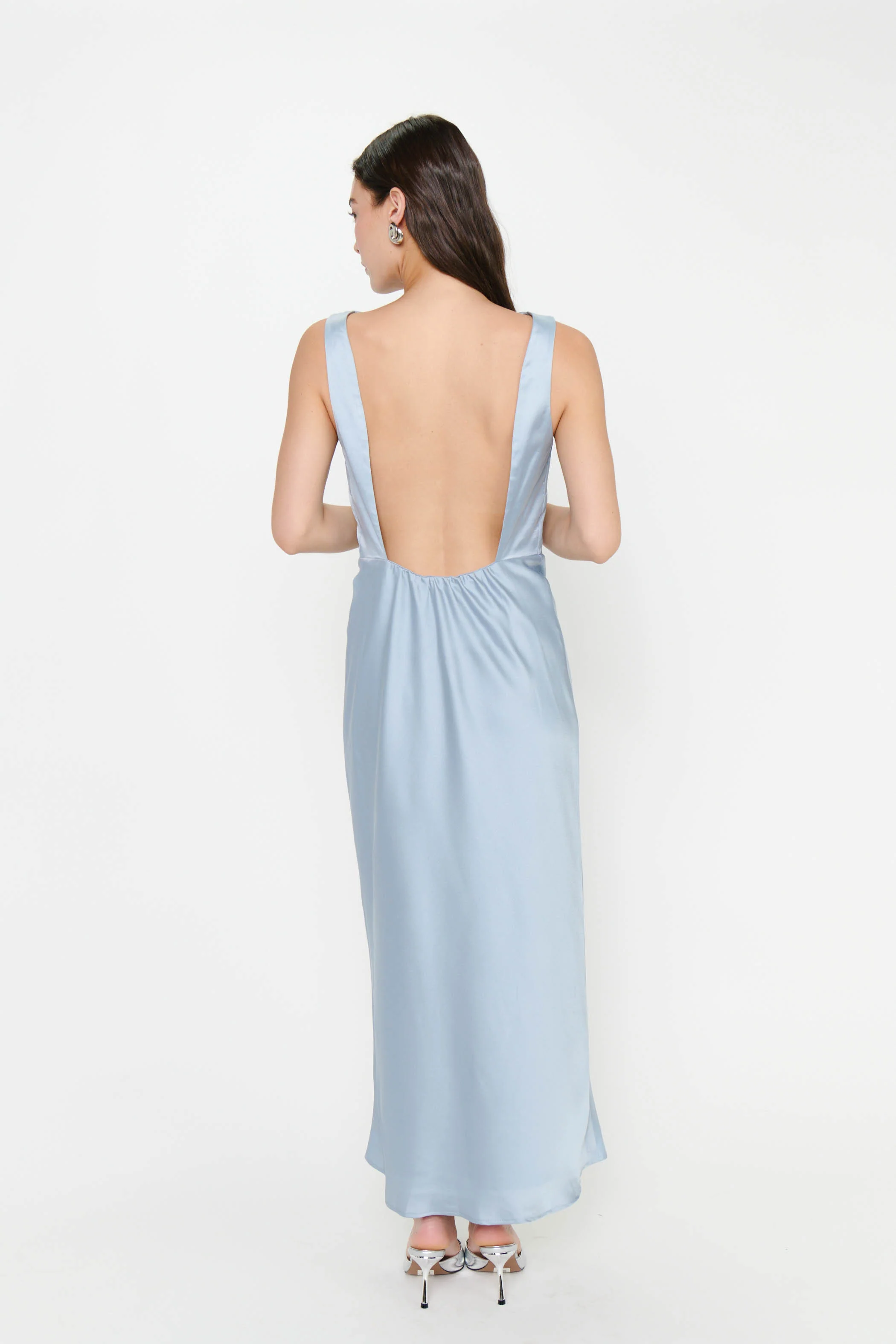 Candice Dress ~ Steel Blue Luxe Satin - Image 6
