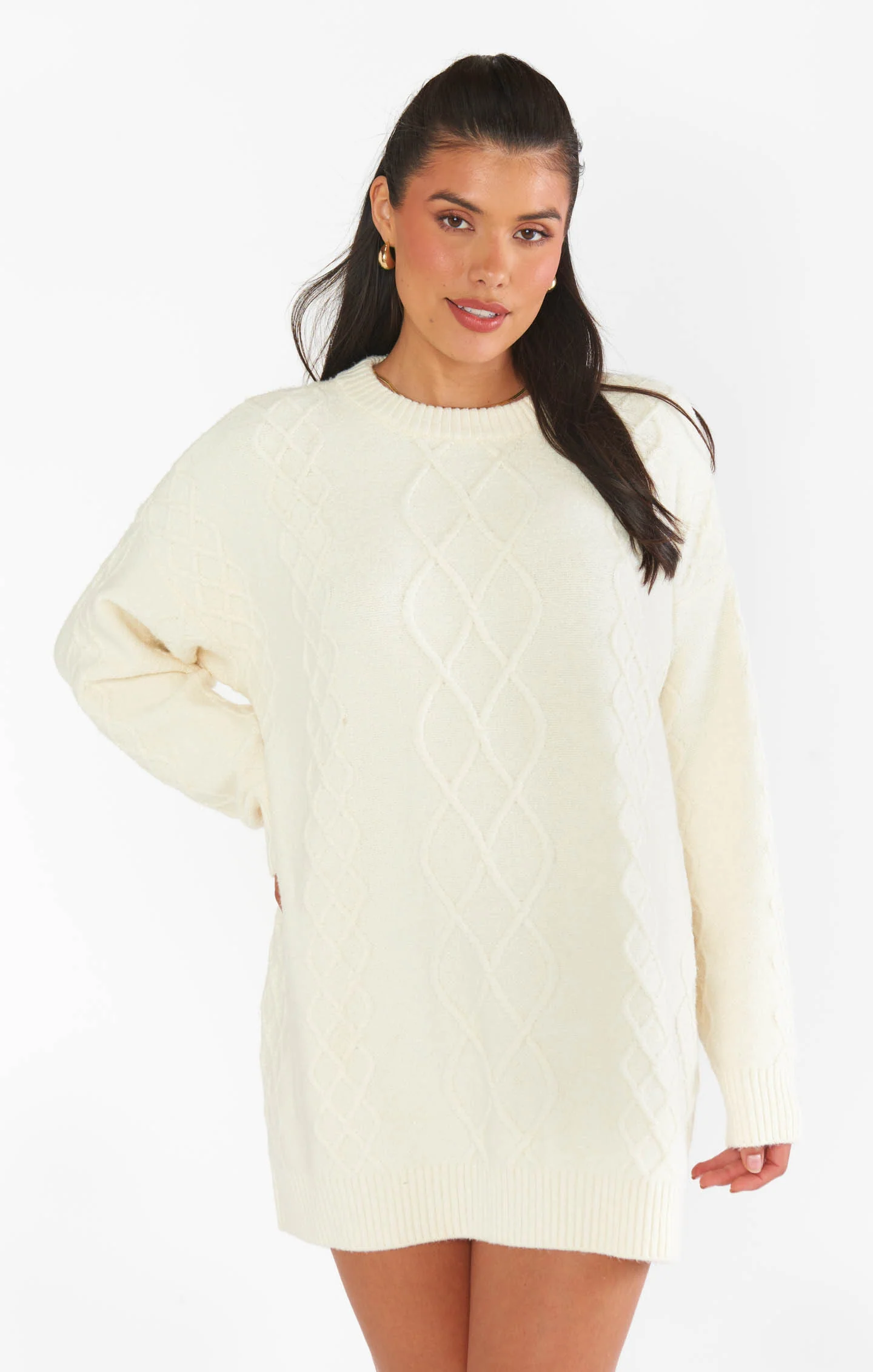 Canyon Tunic Sweater ~ Cream Fuzzy Knit - Image 8