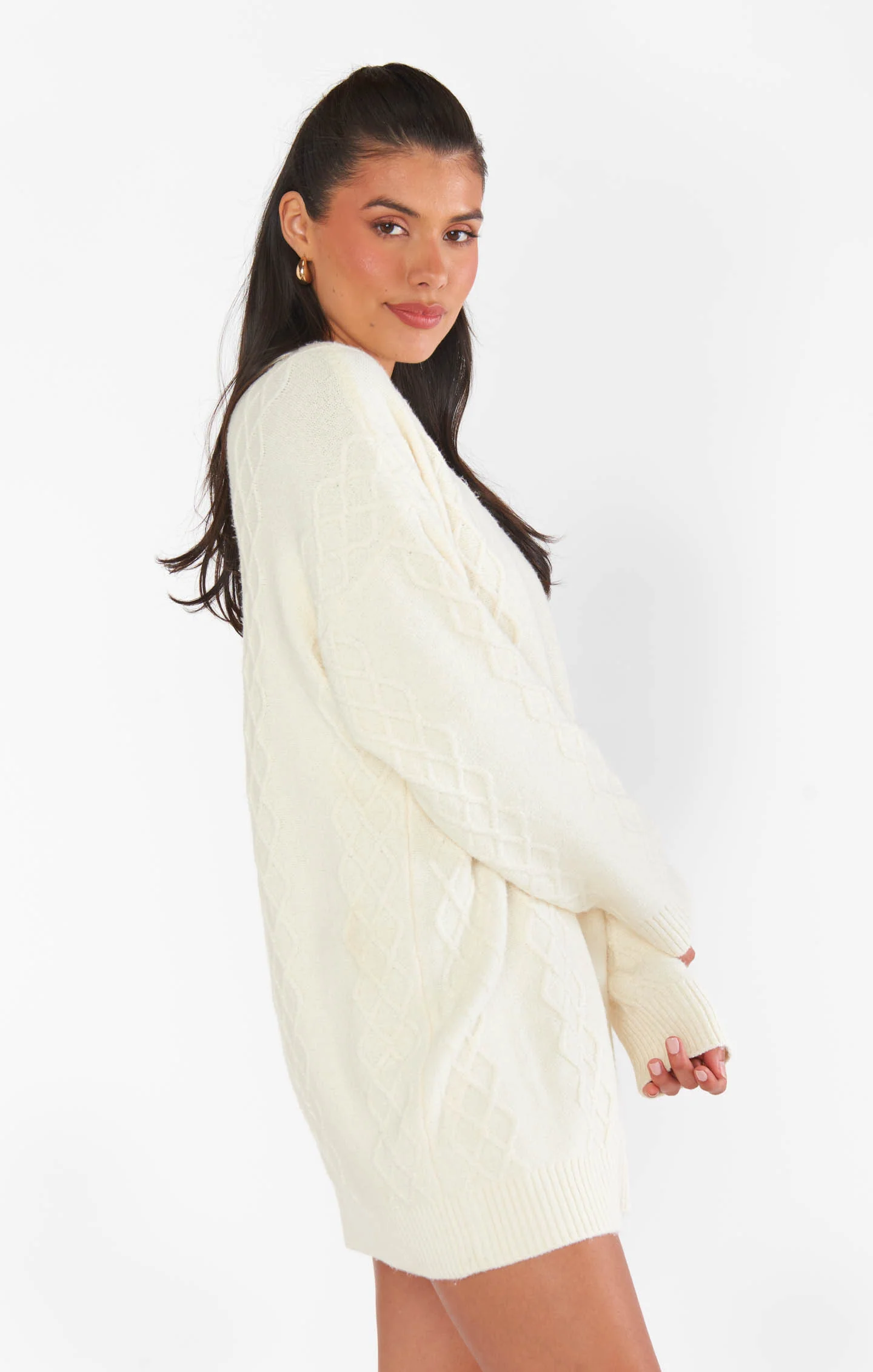 Canyon Tunic Sweater ~ Cream Fuzzy Knit - Image 9