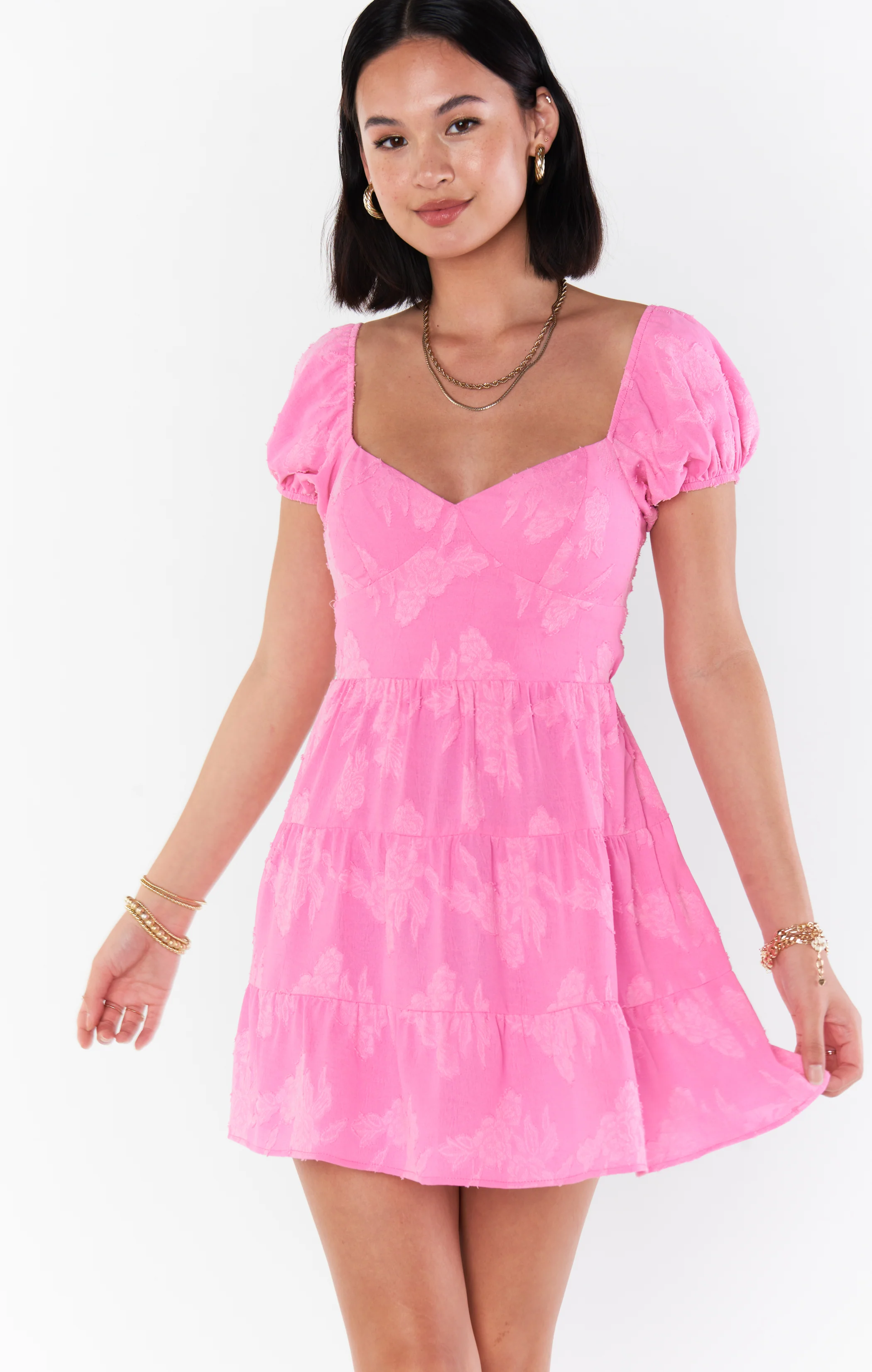 Cathy Mini Dress ~ Pink Clip Floral - Image 4