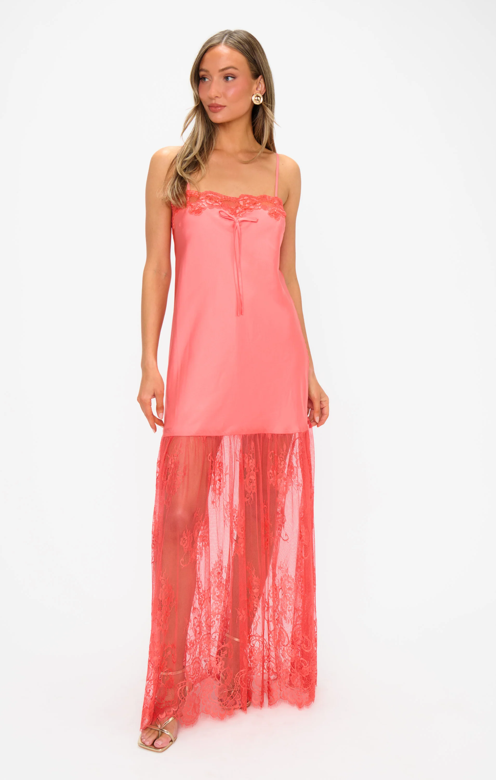 Celine Dress ~ Coral Luxe Satin - Image 4
