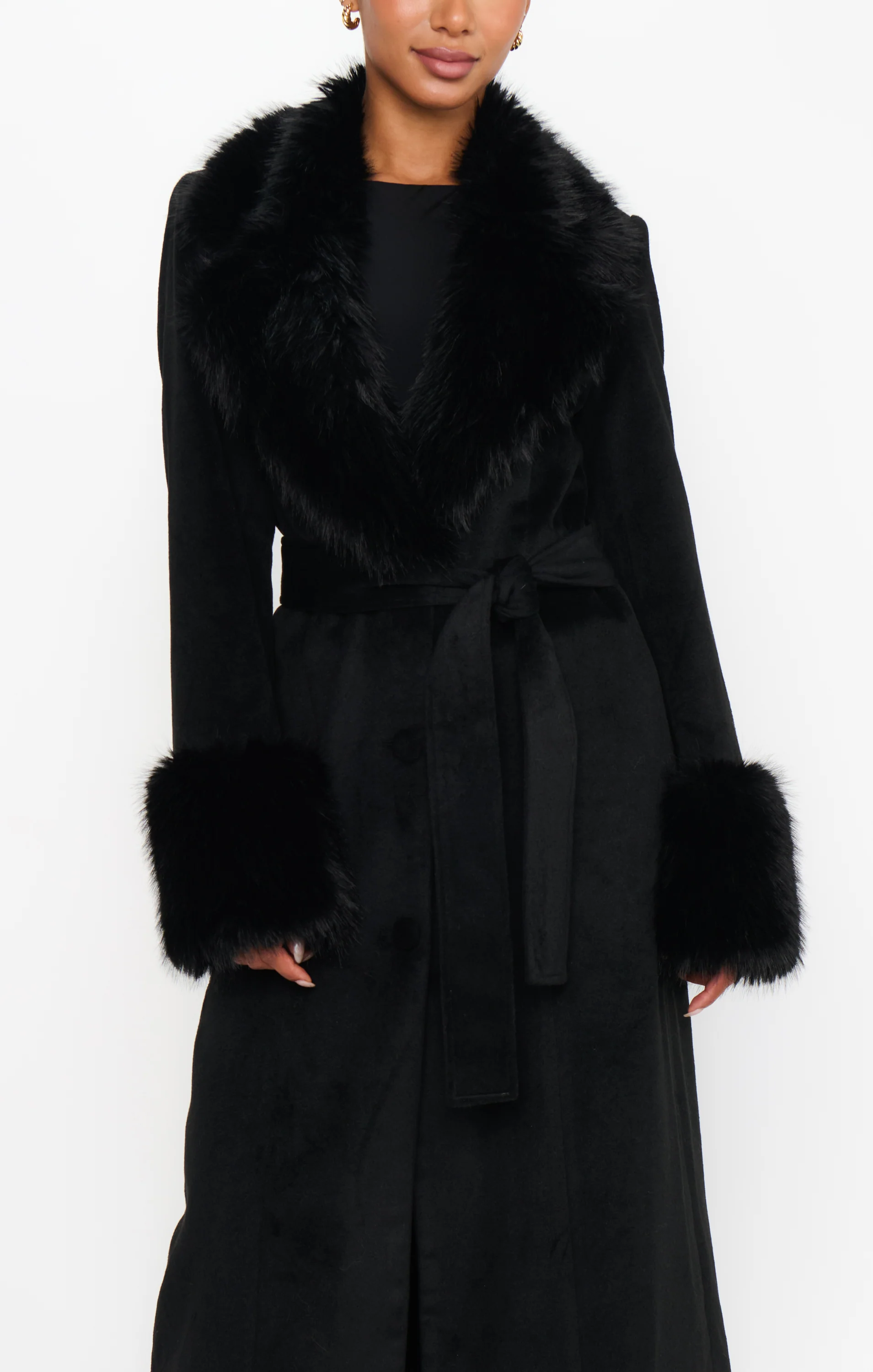 Checkroom Coat ~ Black with Faux Fur - Image 3