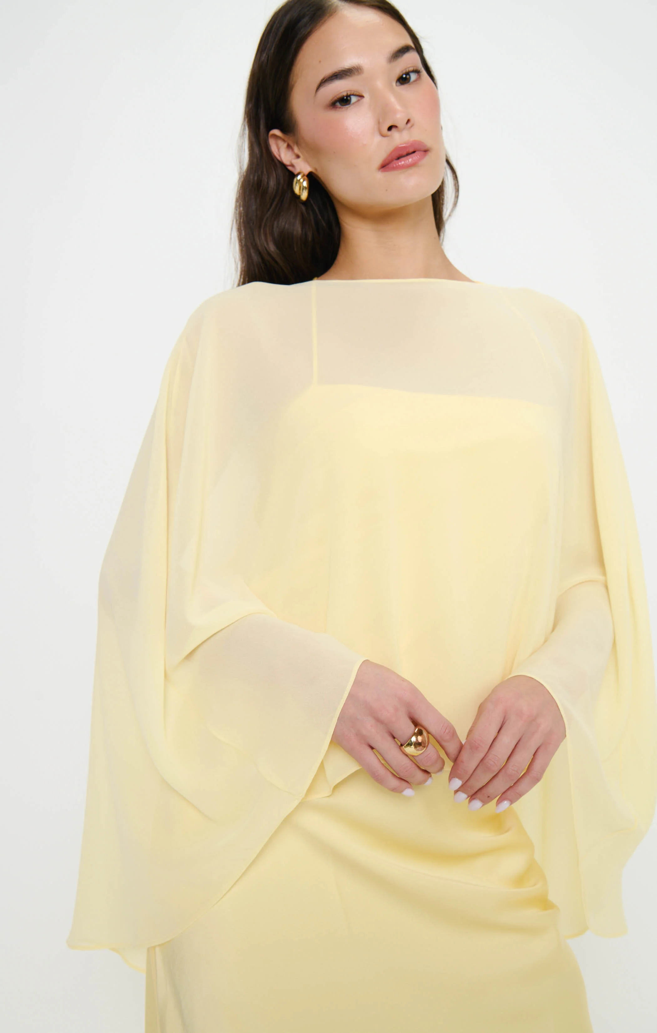 Cherish Cape ~ Pale Yellow Chiffon - Image 2