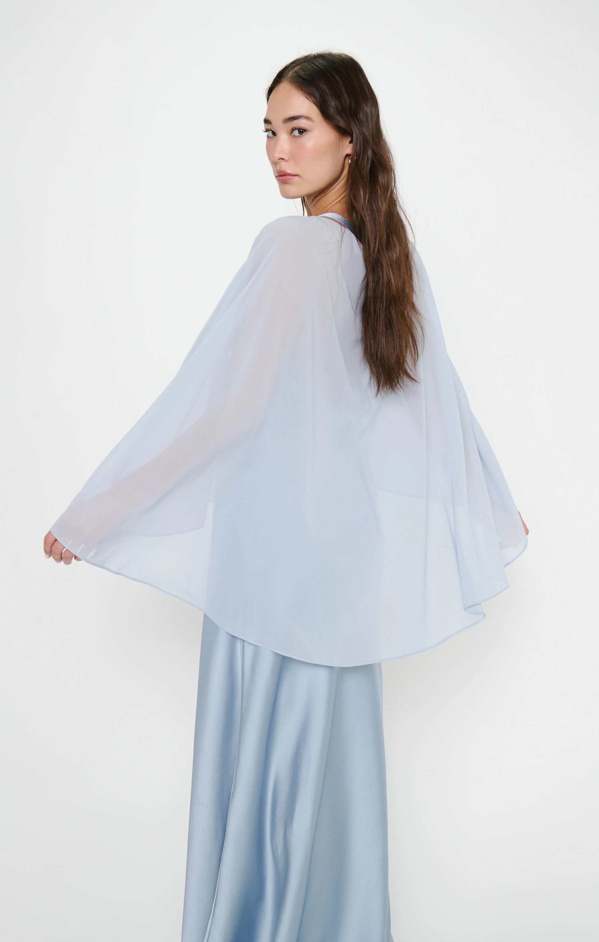 Cherish Cape ~ Steel Blue Chiffon - Image 3