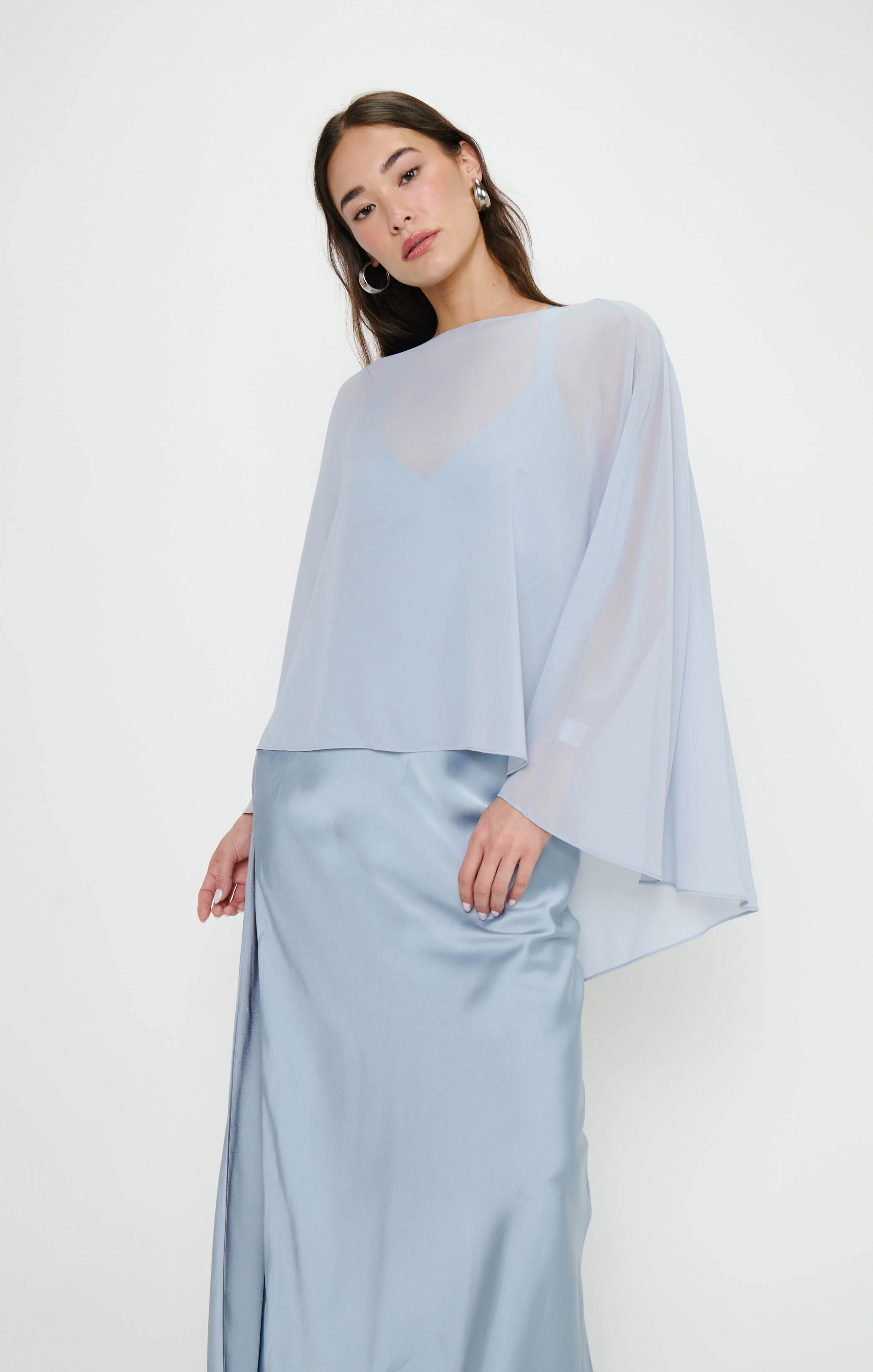 Cherish Cape ~ Steel Blue Chiffon - Image 4