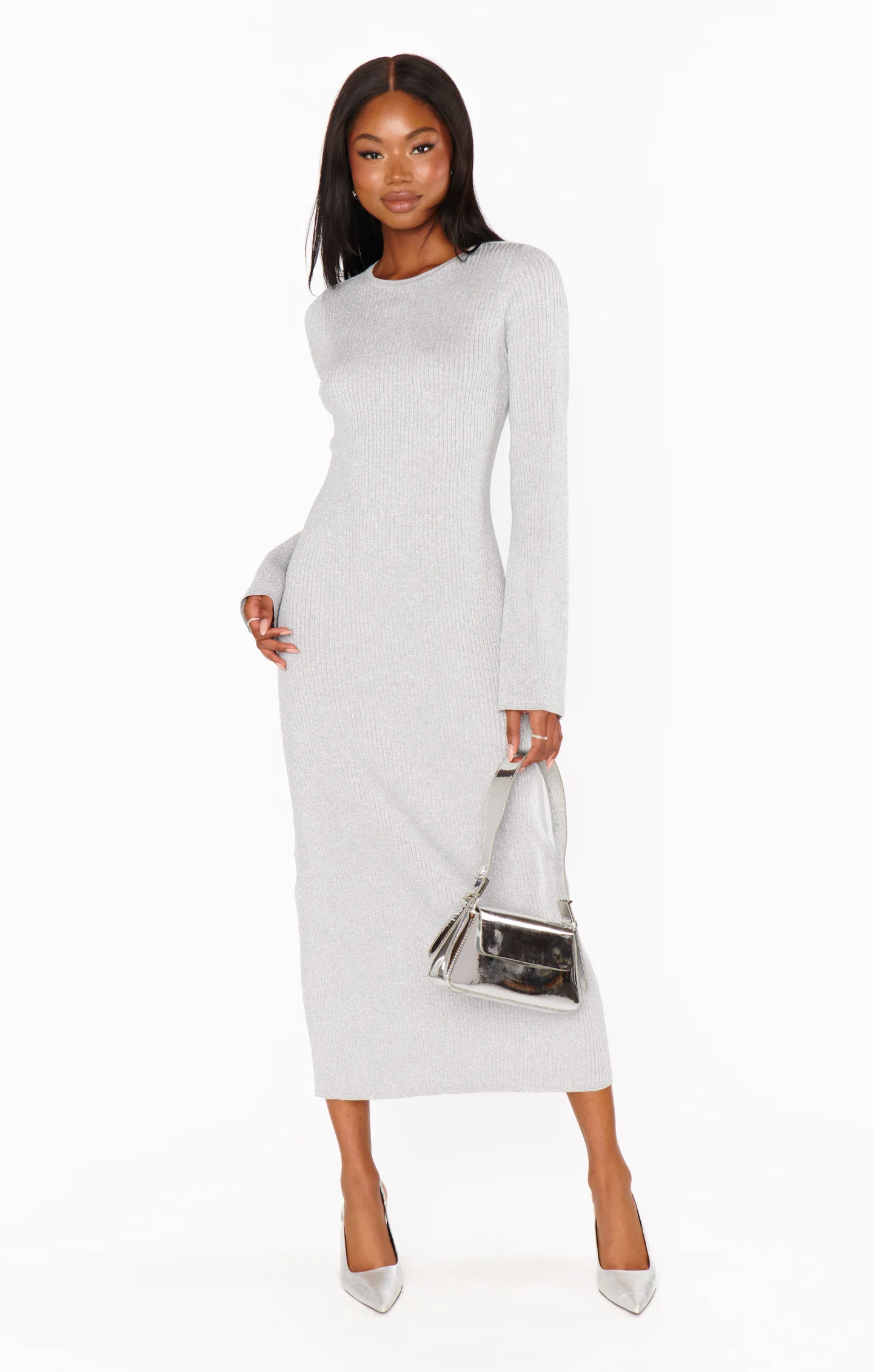 City Dress ~ Silver Shimmer Knit - Image 3