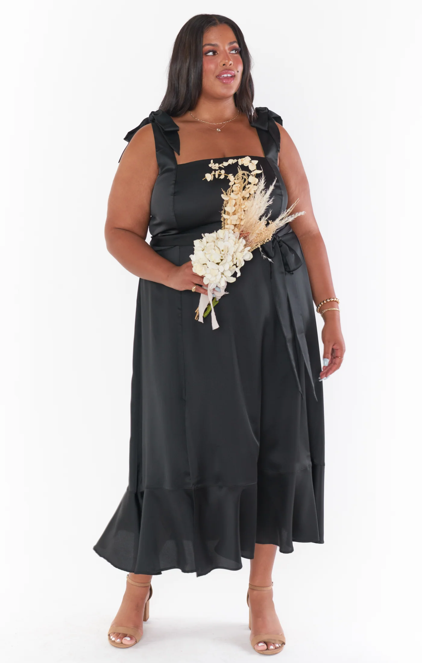 Claire Midi Dress ~ Black Luxe Satin - Image 10