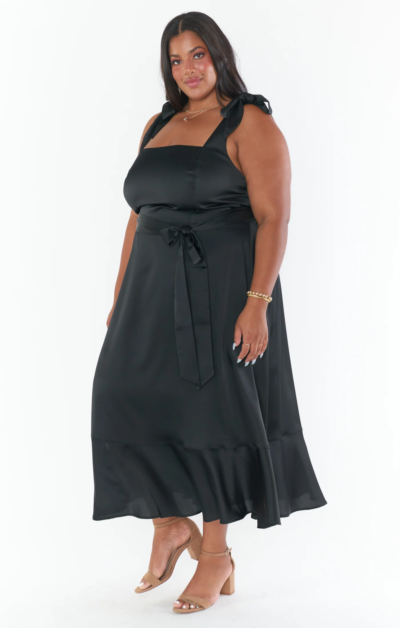 Claire Midi Dress ~ Black Luxe Satin - Image 13