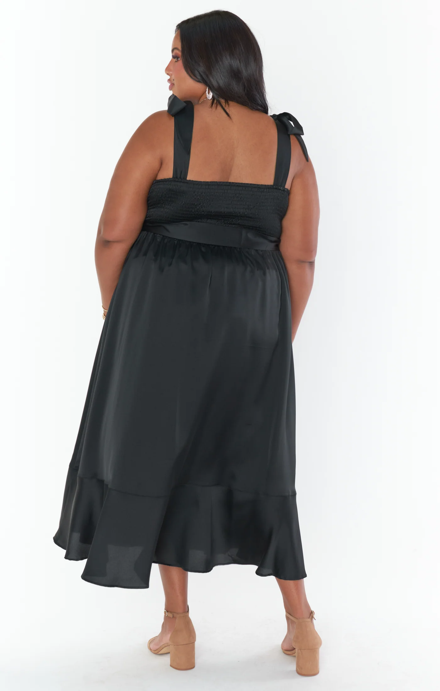 Claire Midi Dress ~ Black Luxe Satin - Image 14