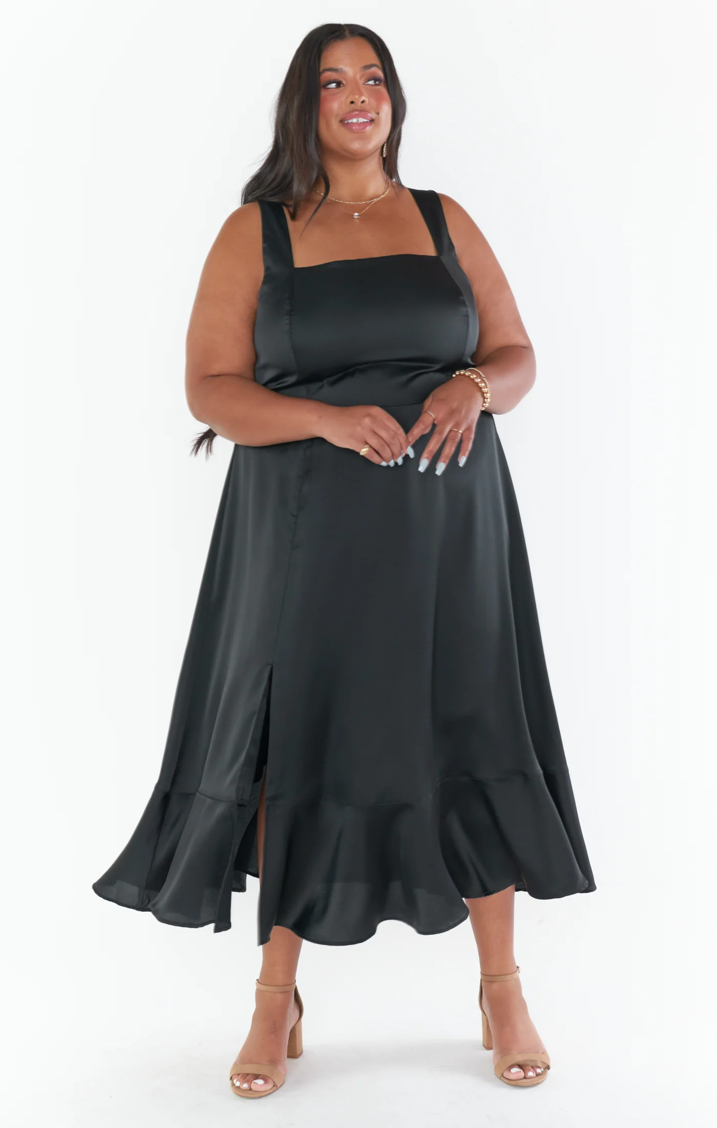 Claire Midi Dress ~ Black Luxe Satin - Image 15