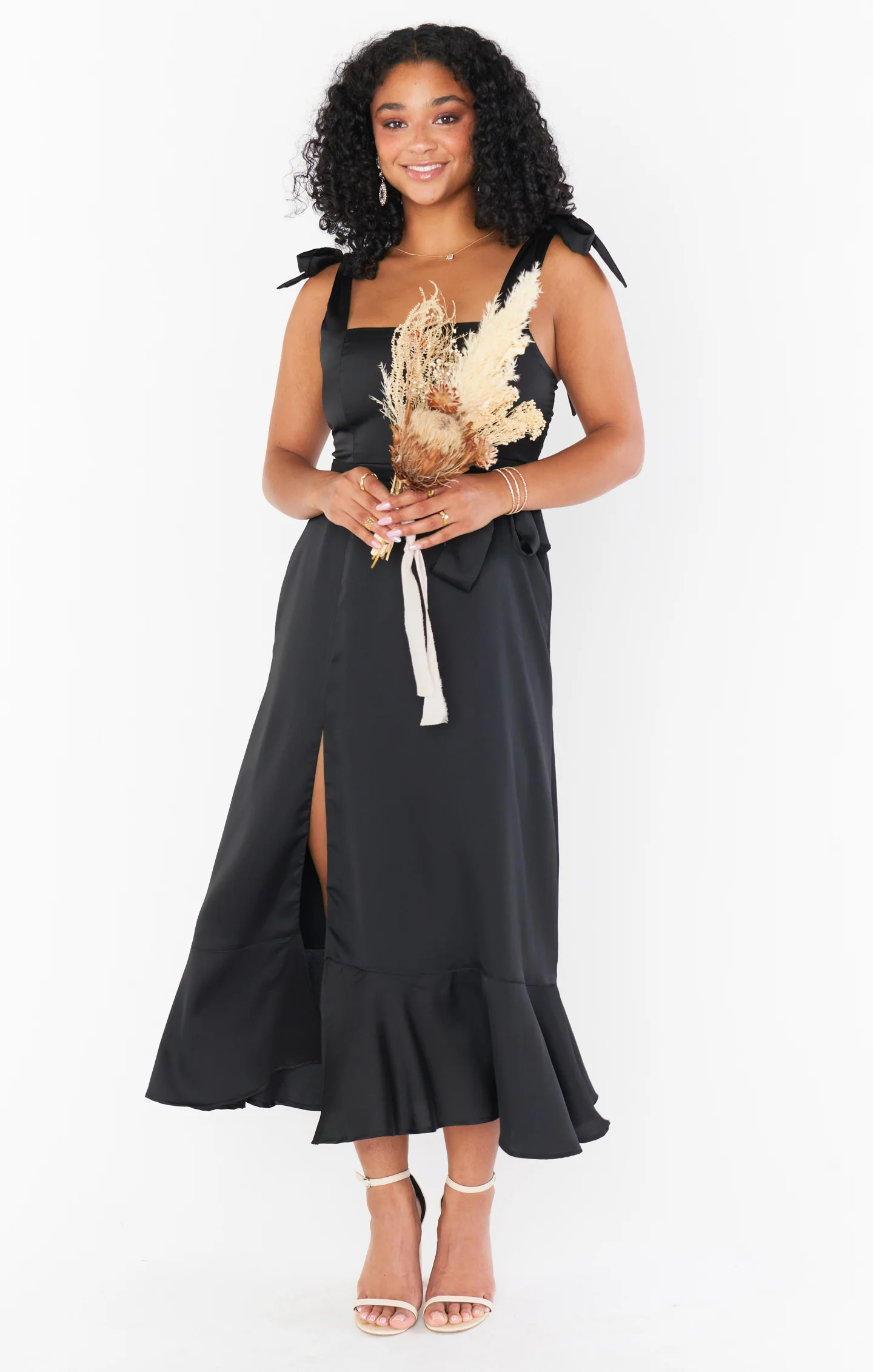 Claire Midi Dress ~ Black Luxe Satin - Image 17