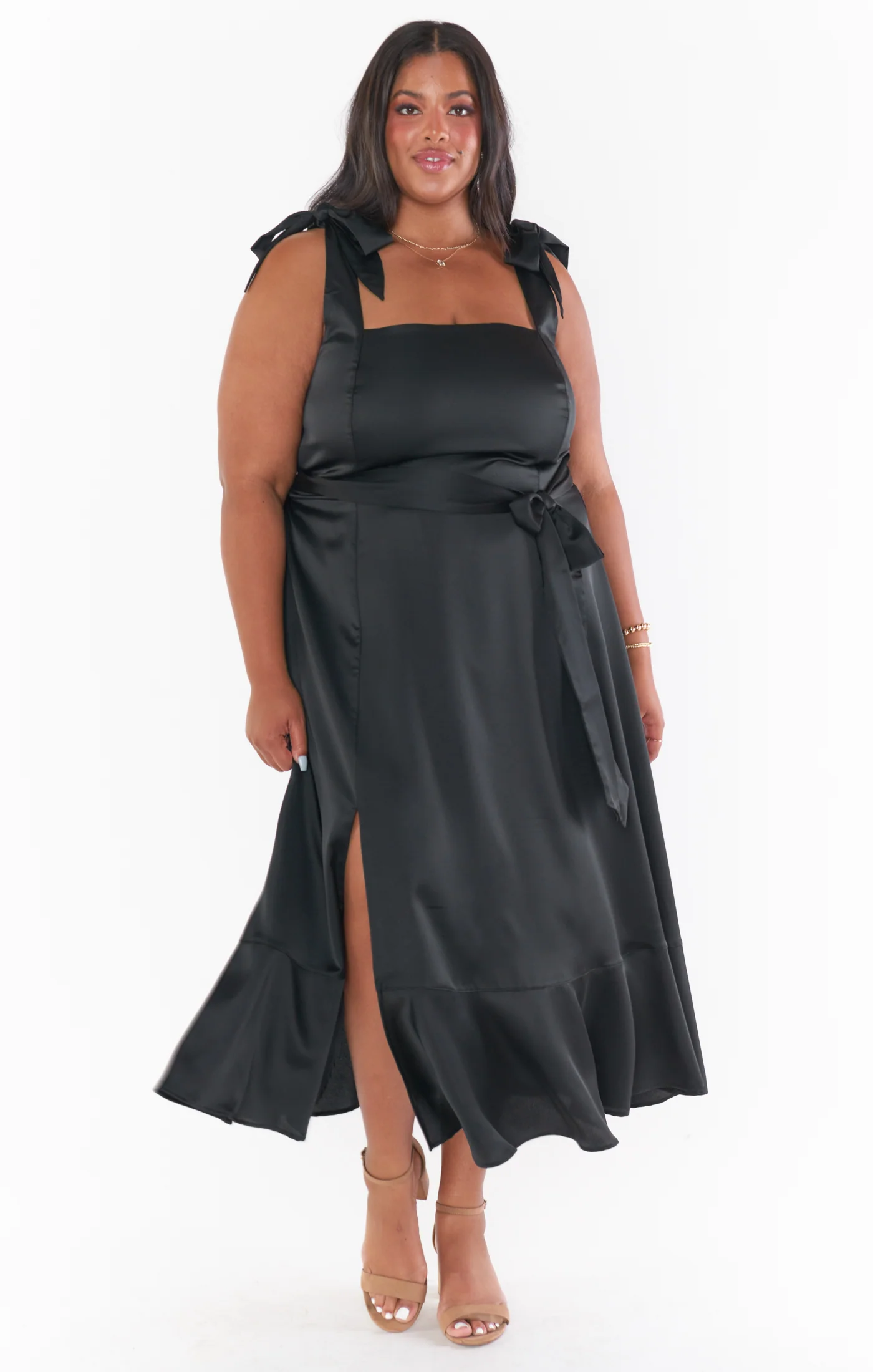 Claire Midi Dress ~ Black Luxe Satin - Image 3