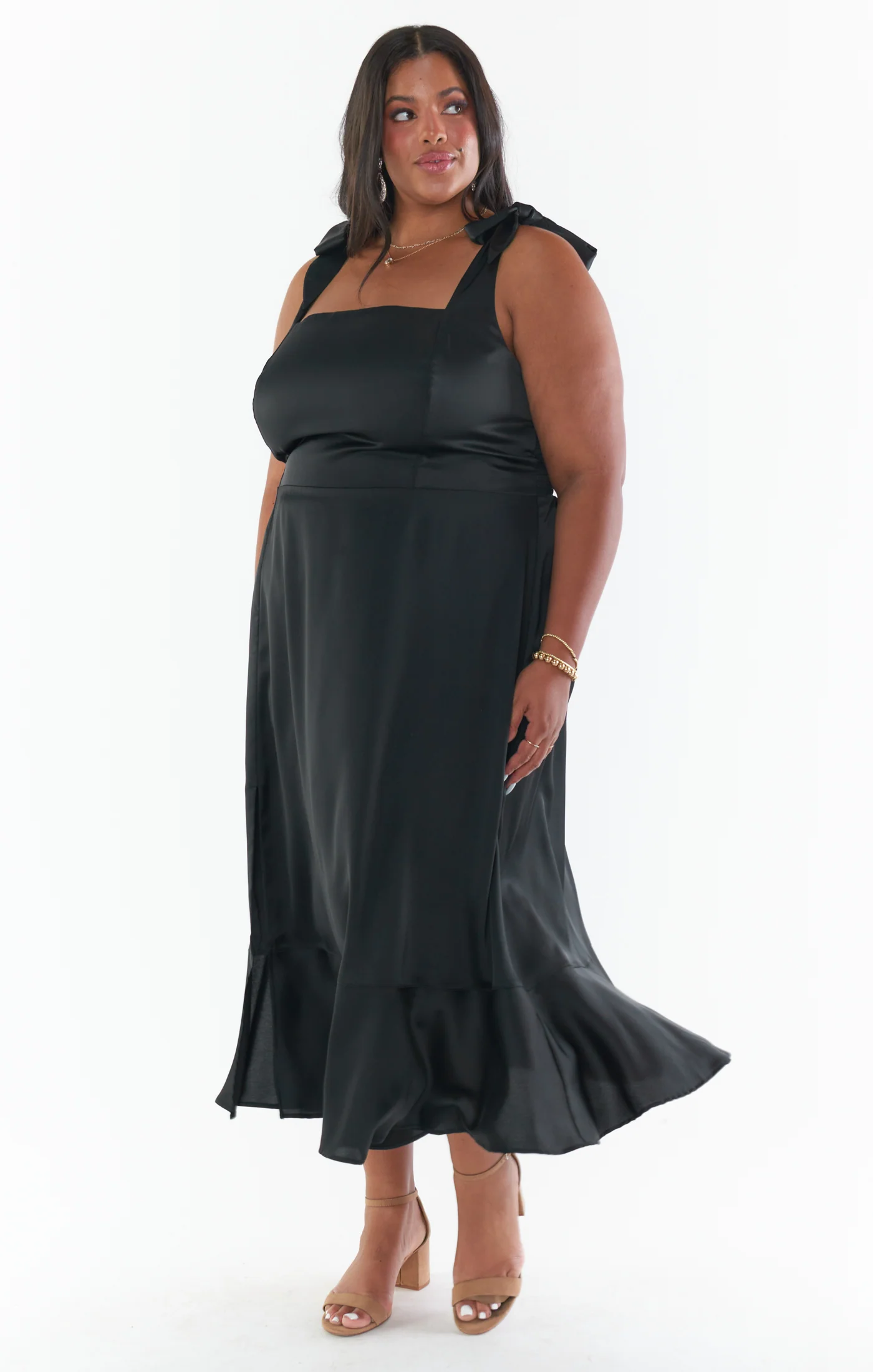 Claire Midi Dress ~ Black Luxe Satin - Image 5