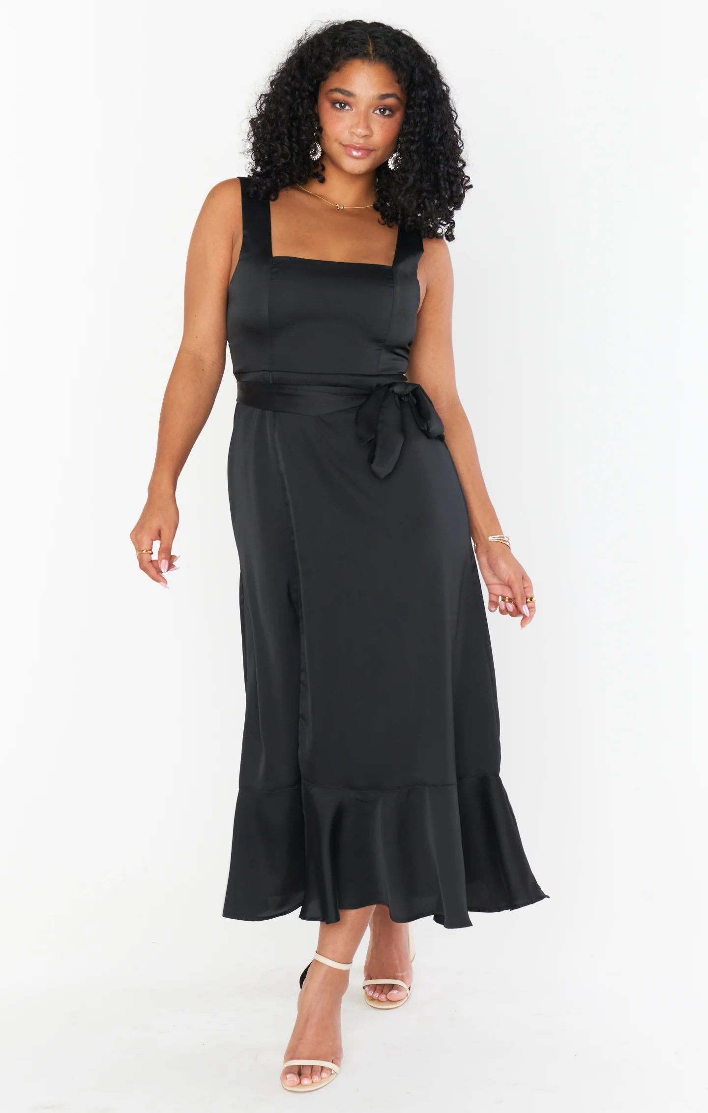 Claire Midi Dress ~ Black Luxe Satin - Image 9