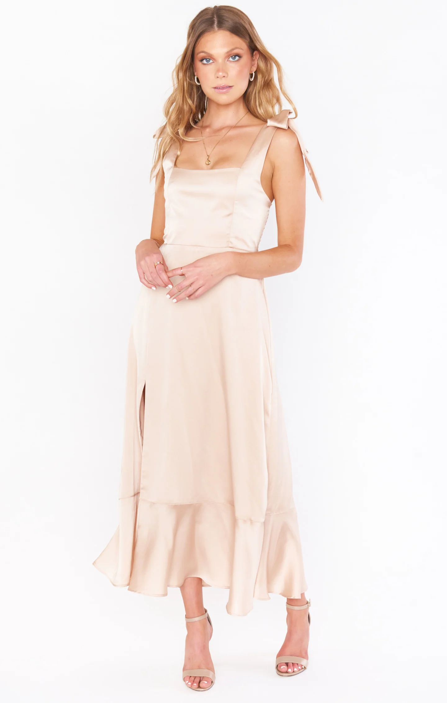Claire Midi Dress ~ Champagne Luxe Satin - Image 15