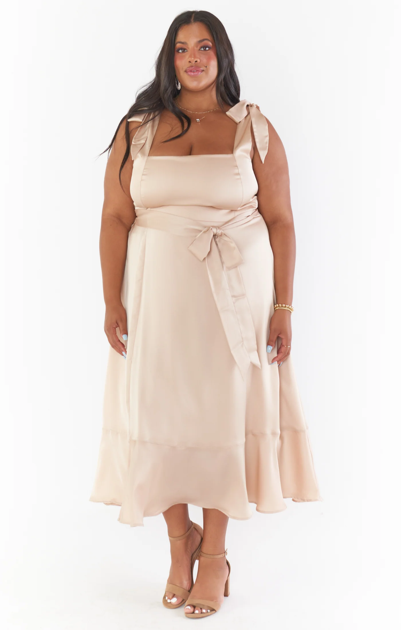 Claire Midi Dress ~ Champagne Luxe Satin - Image 6
