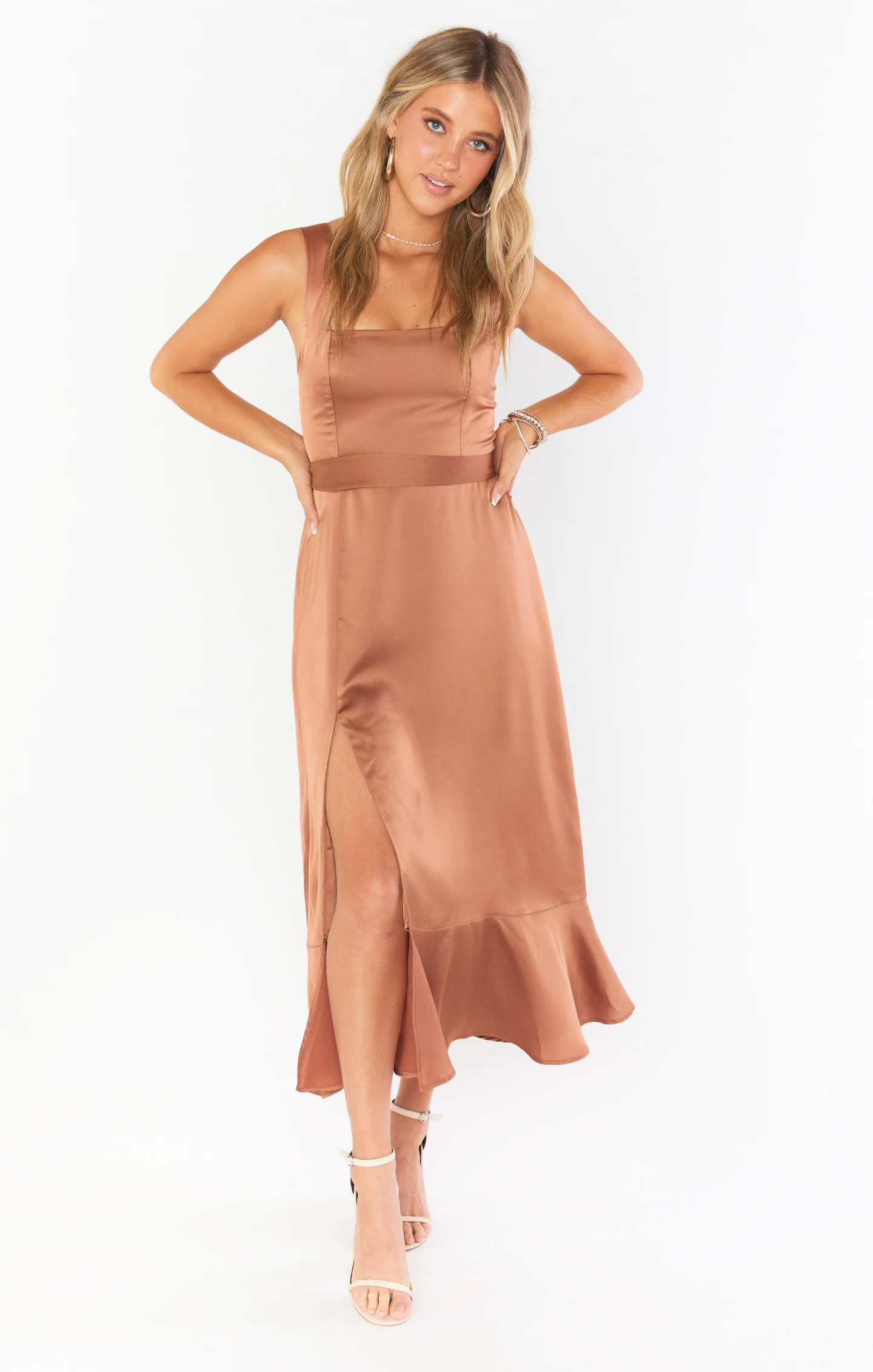 Claire Midi Dress ~ Copper Luxe Satin - Image 11