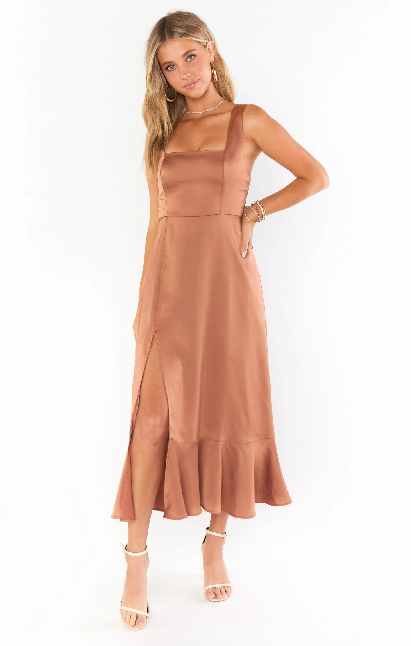 Claire Midi Dress ~ Copper Luxe Satin - Image 12