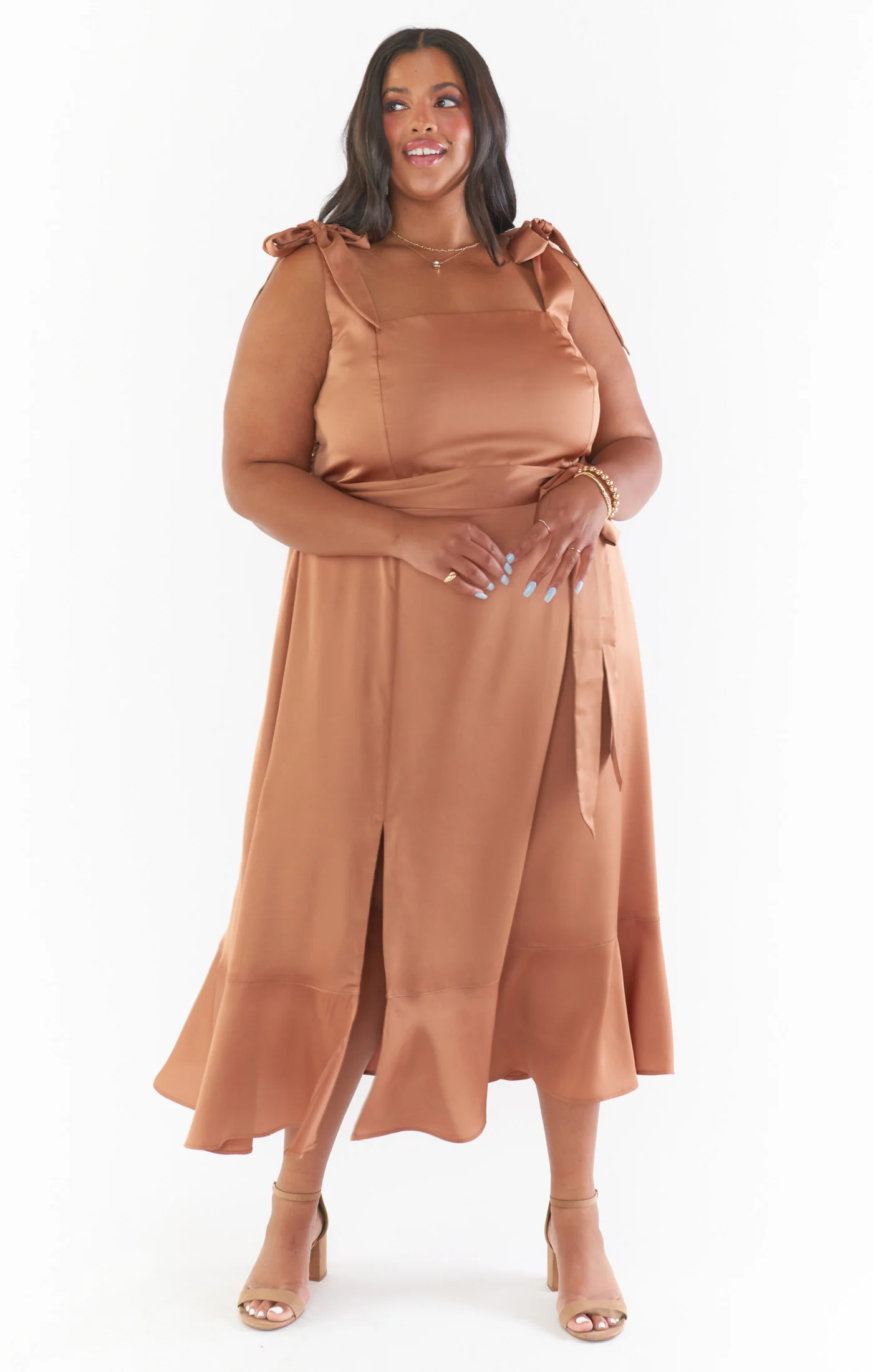 Claire Midi Dress ~ Copper Luxe Satin - Image 13