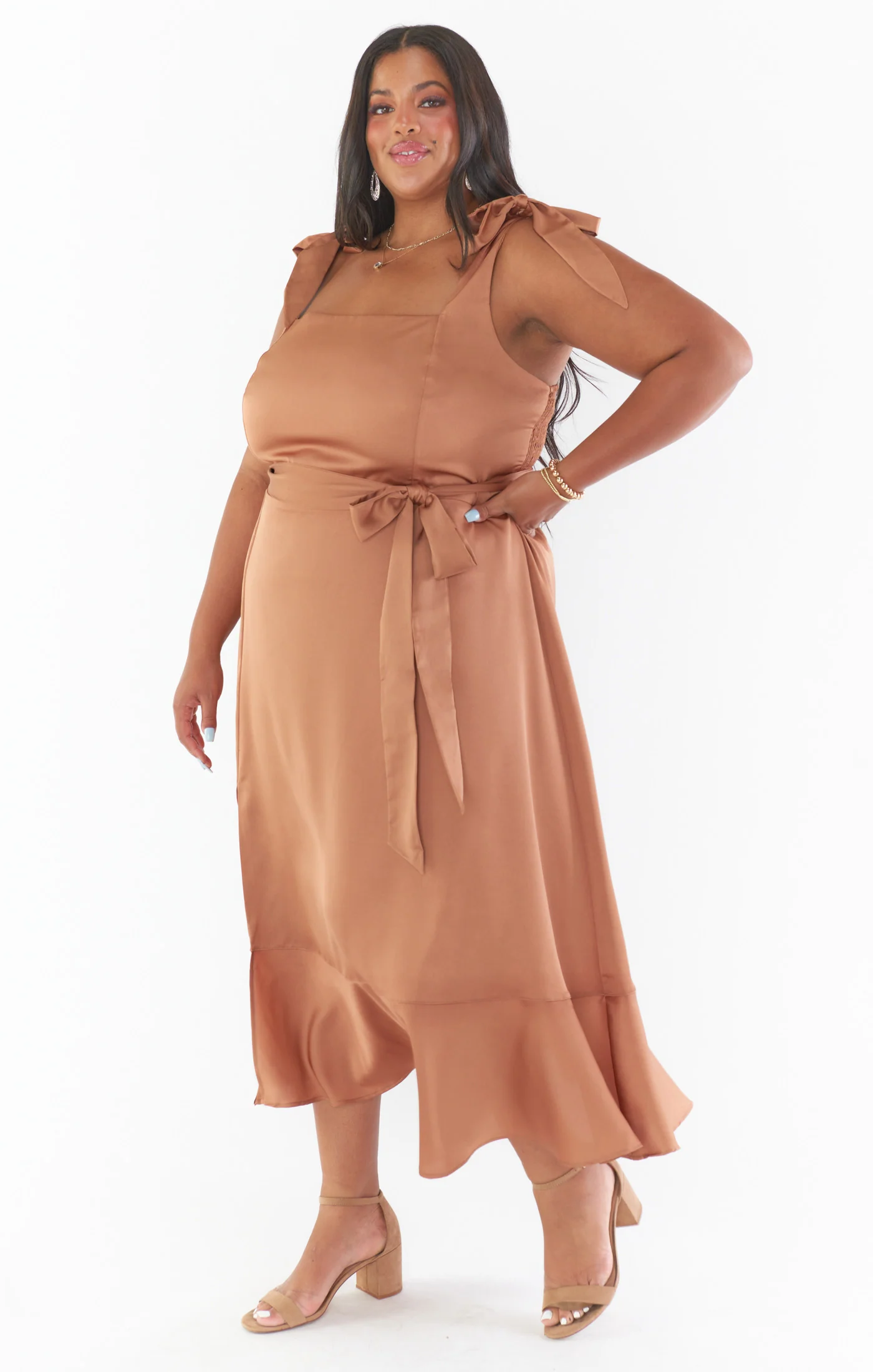 Claire Midi Dress ~ Copper Luxe Satin - Image 14