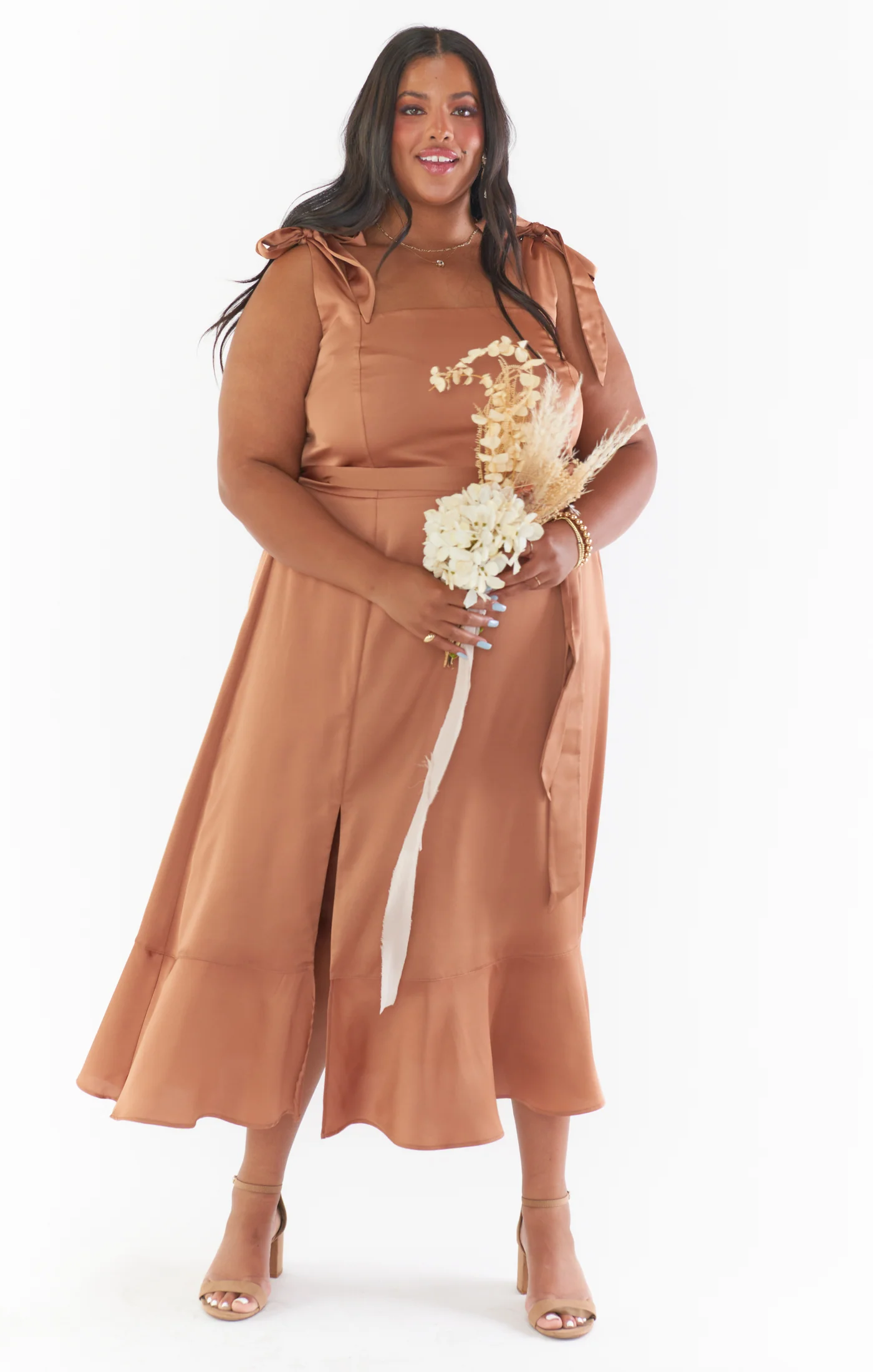 Claire Midi Dress ~ Copper Luxe Satin - Image 16