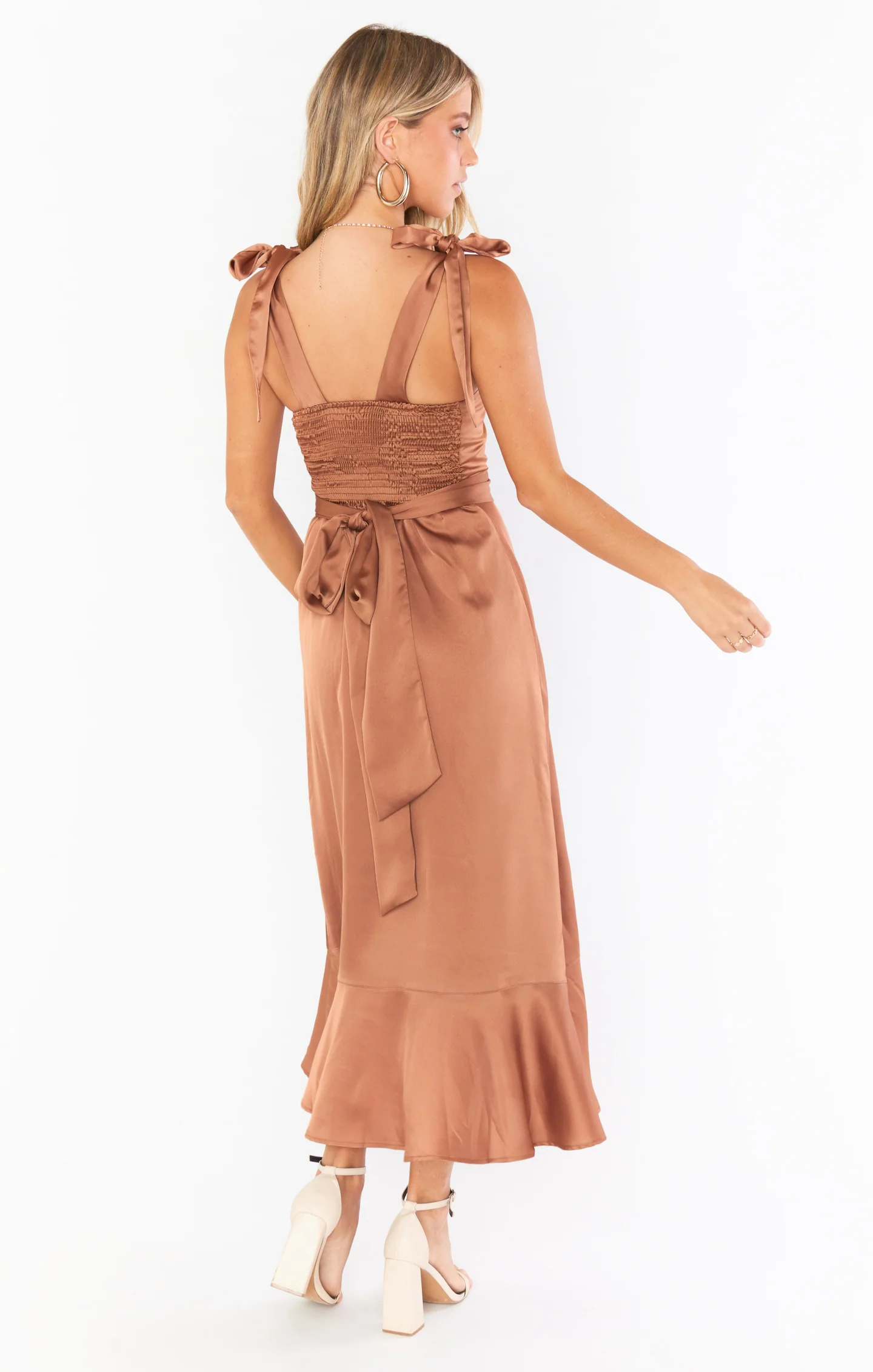 Claire Midi Dress ~ Copper Luxe Satin - Image 9