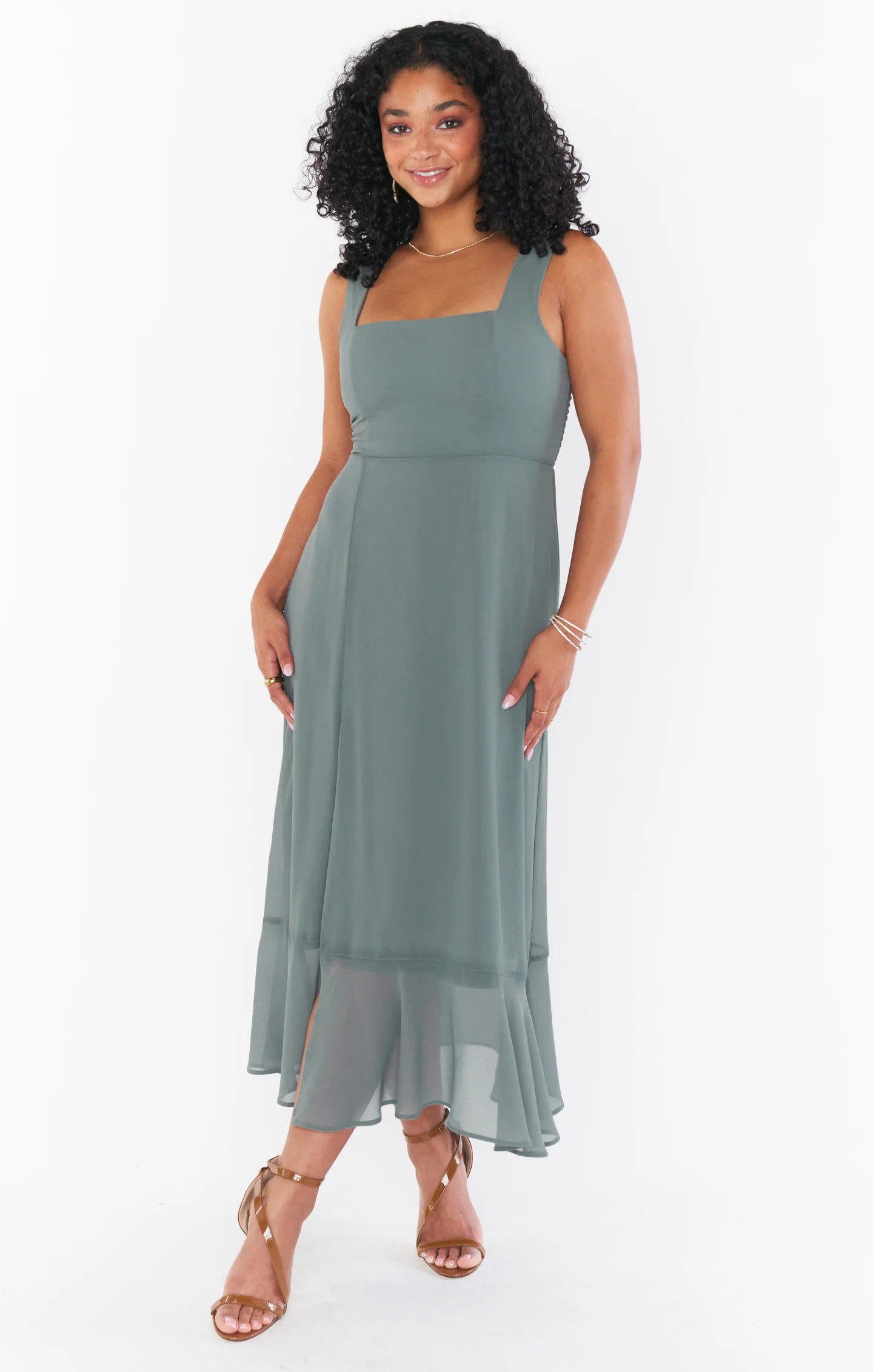 Claire Midi Dress ~ Deep Sage Chiffon - Image 15