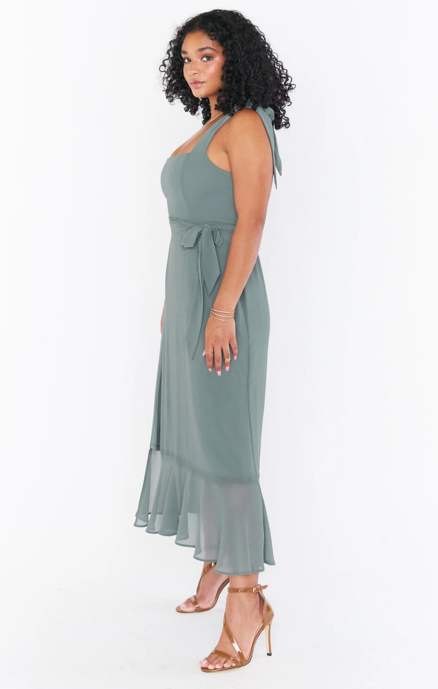 Claire Midi Dress ~ Deep Sage Chiffon - Image 16
