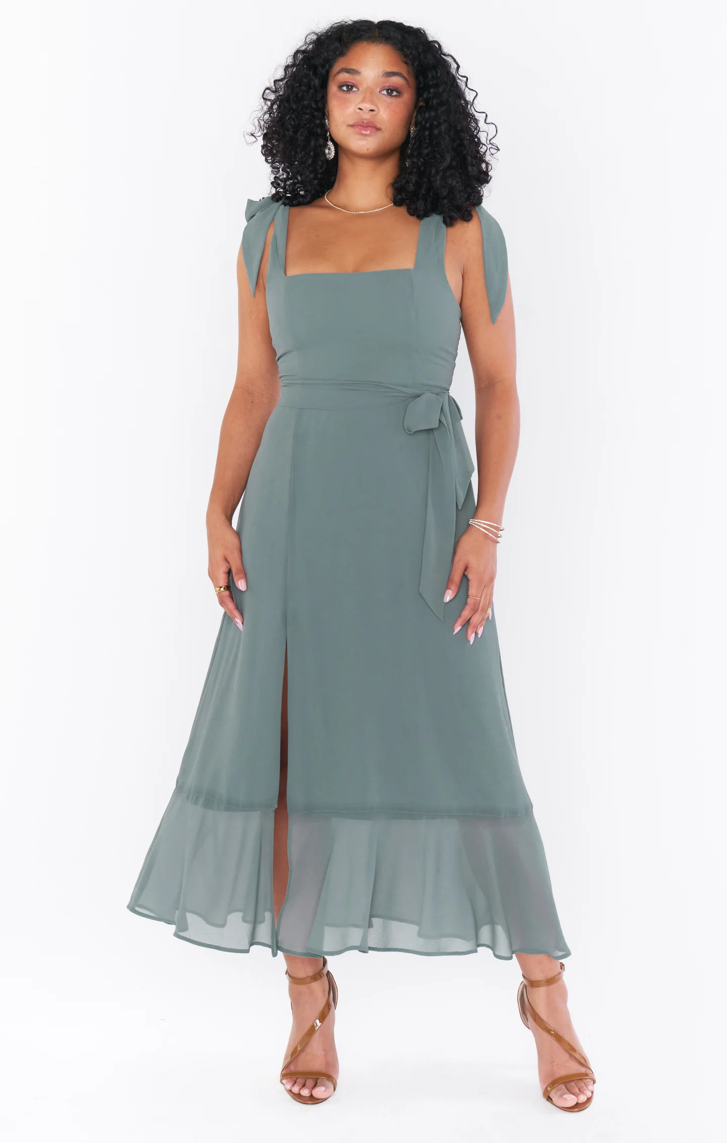 Claire Midi Dress ~ Deep Sage Chiffon - Image 18
