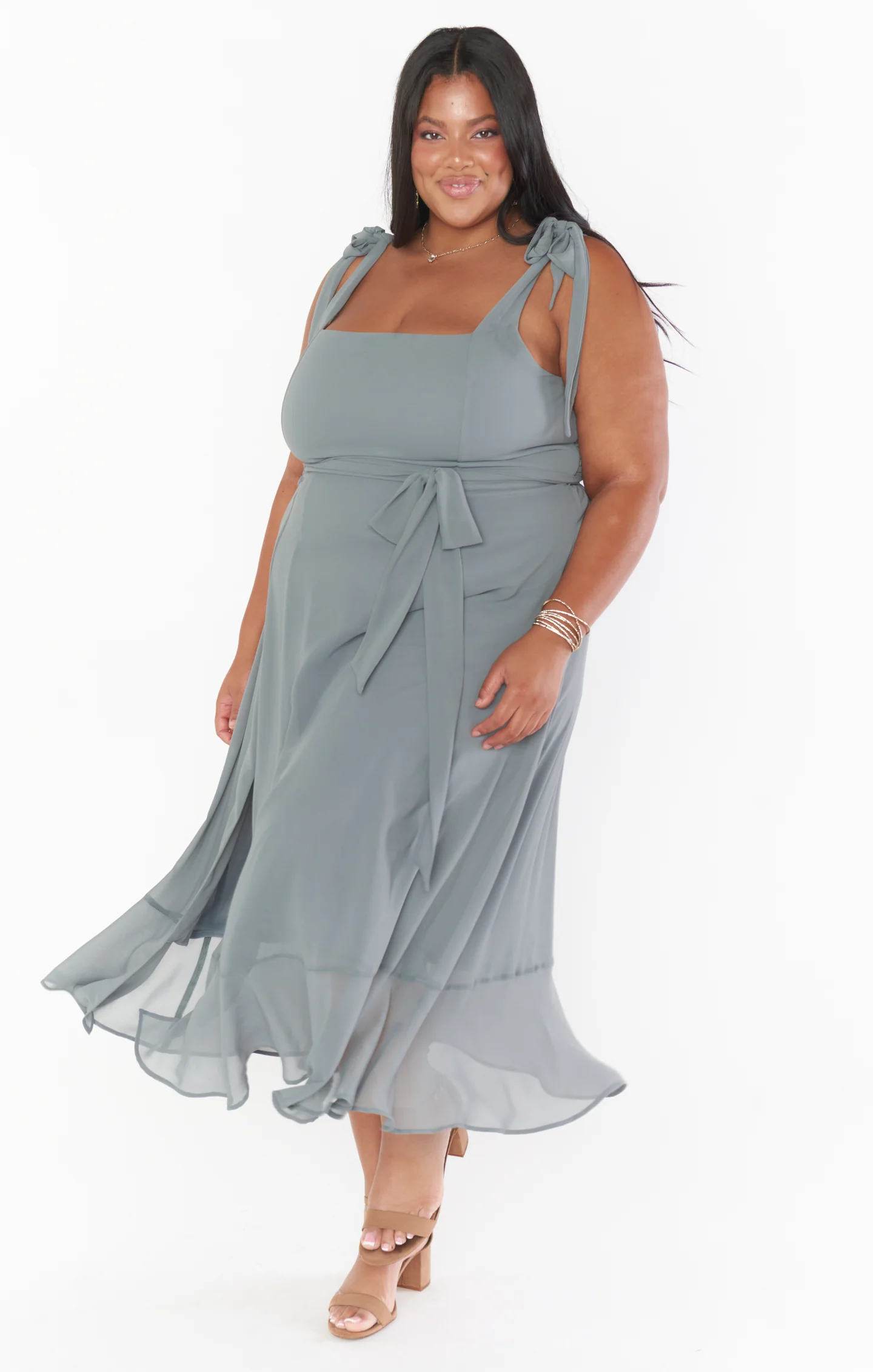 Claire Midi Dress ~ Deep Sage Chiffon - Image 19