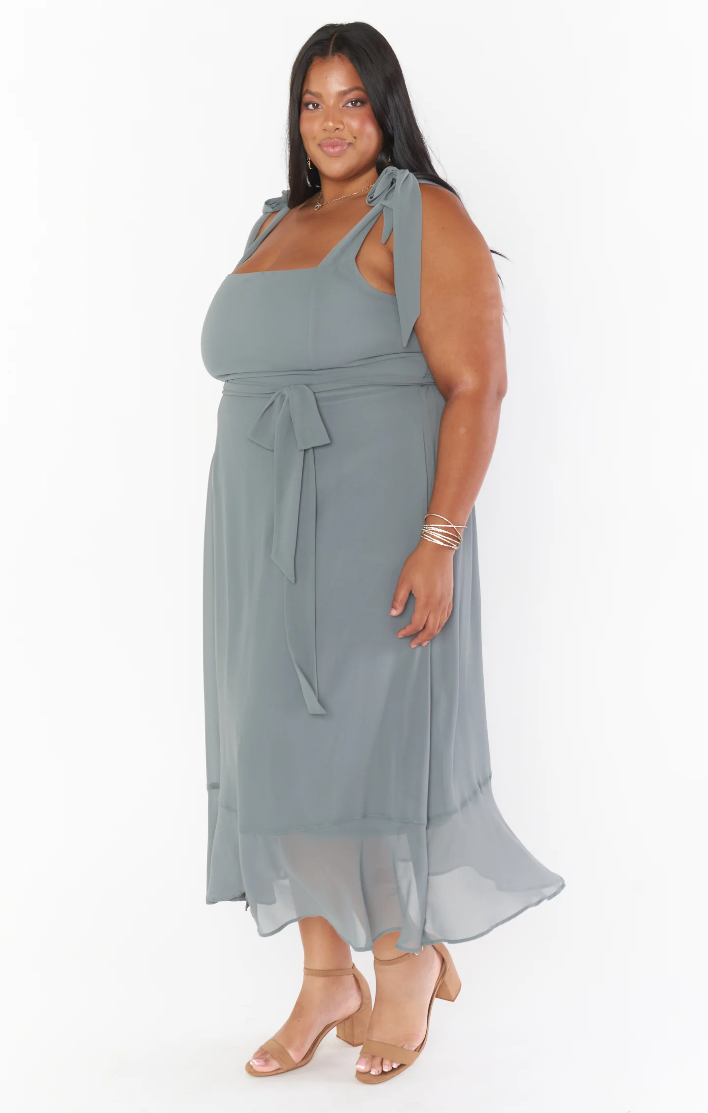 Claire Midi Dress ~ Deep Sage Chiffon - Image 20